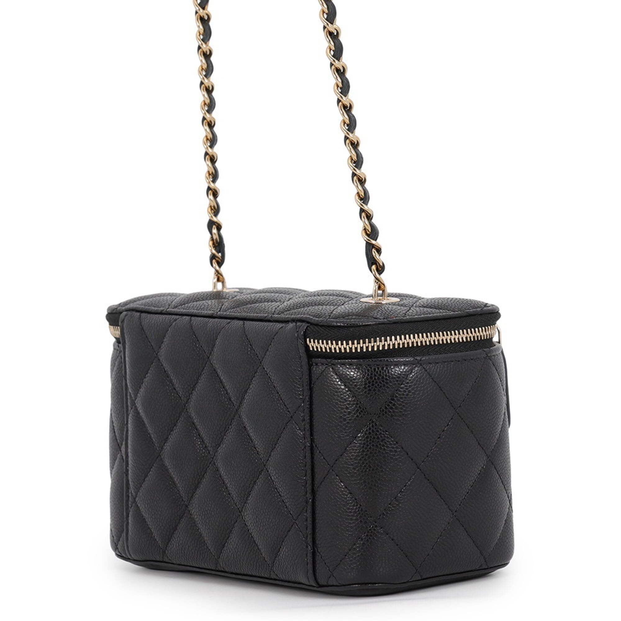 Chanel Matelasse Black Grained Calfskin Handbag Shoulder Bag (Pre-Owned)