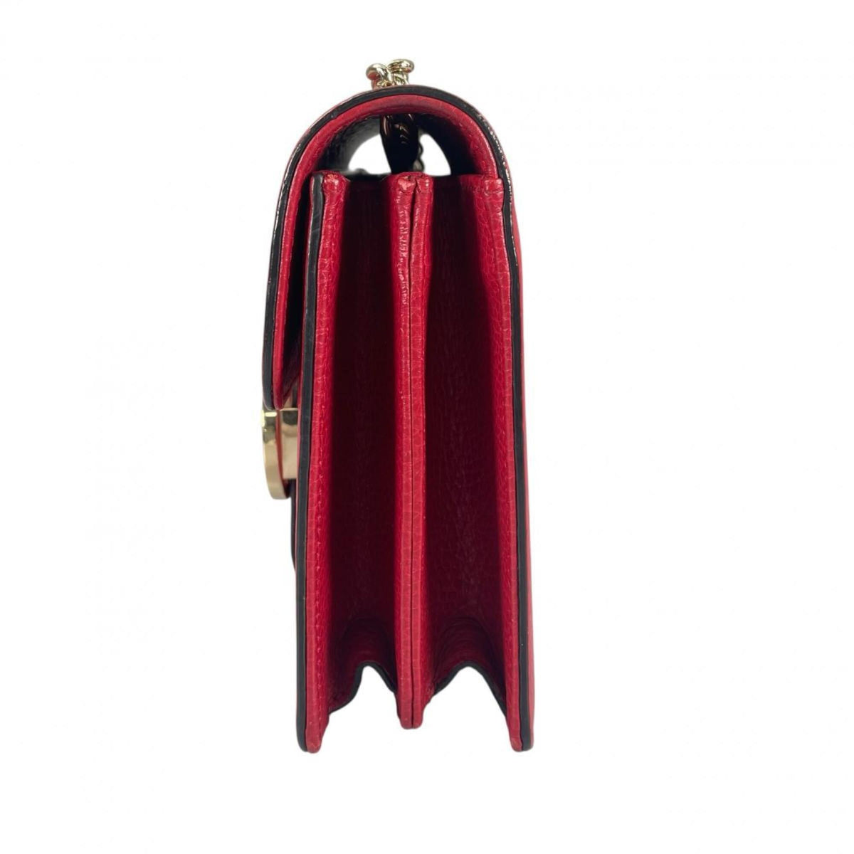 Gucci Red Color Leather Shoulder Bag (Pre-Owned)