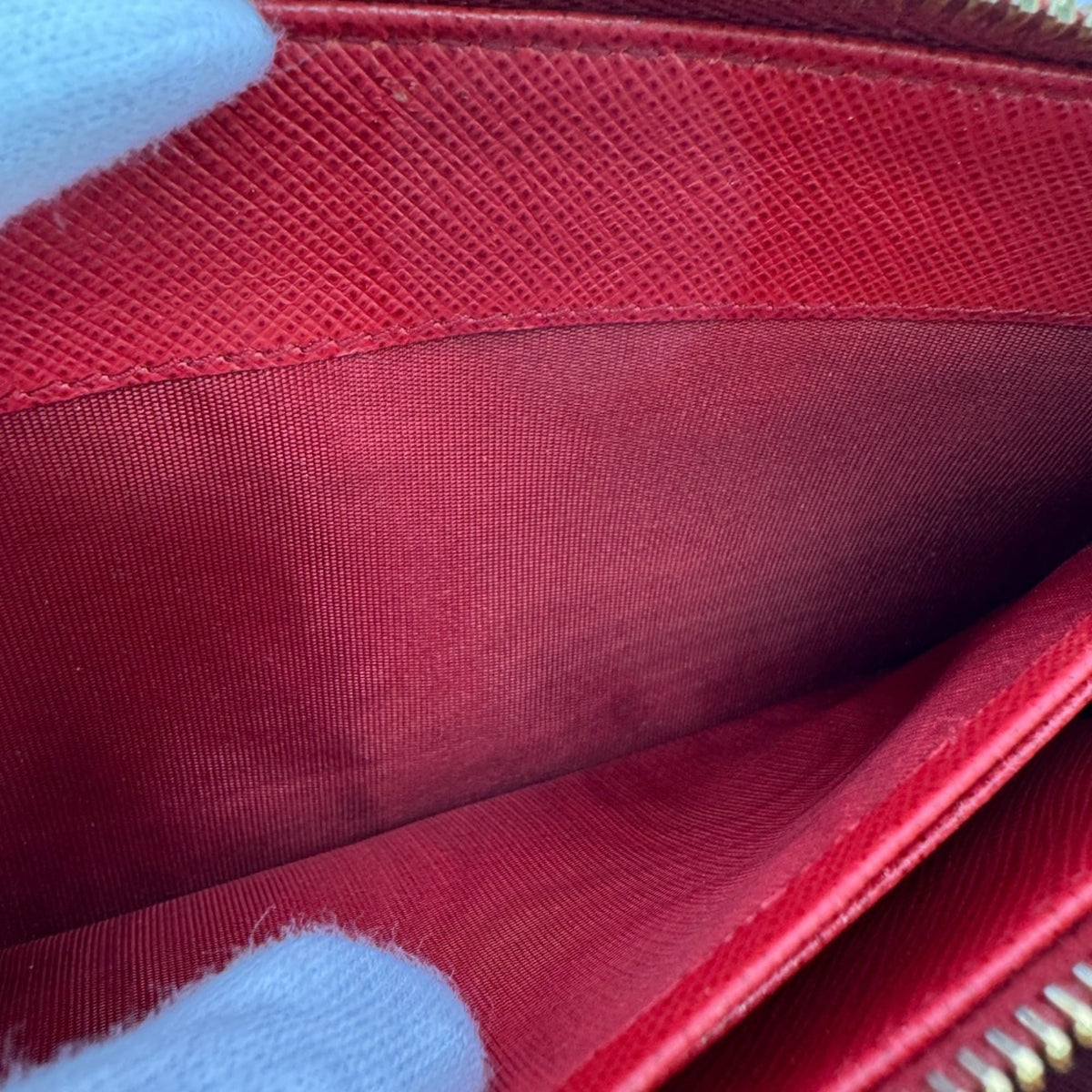 Prada Saffiano Fuoco Red Color Leather Long Wallet (Bi-Fold) (Pre-Owned)