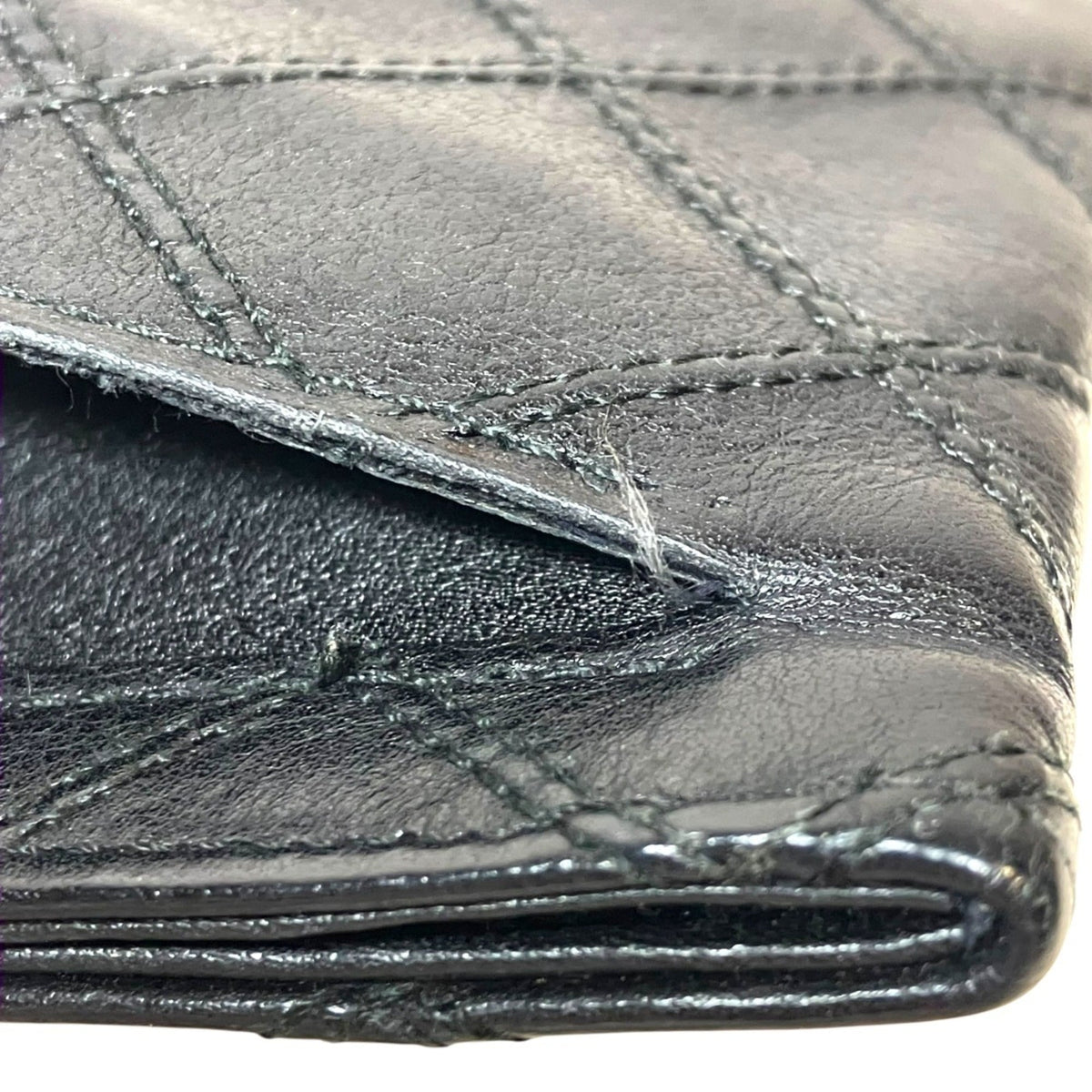 Chanel Bicolor Black Leather Bill Wallet (Bi-Fold) (Pre-Owned)