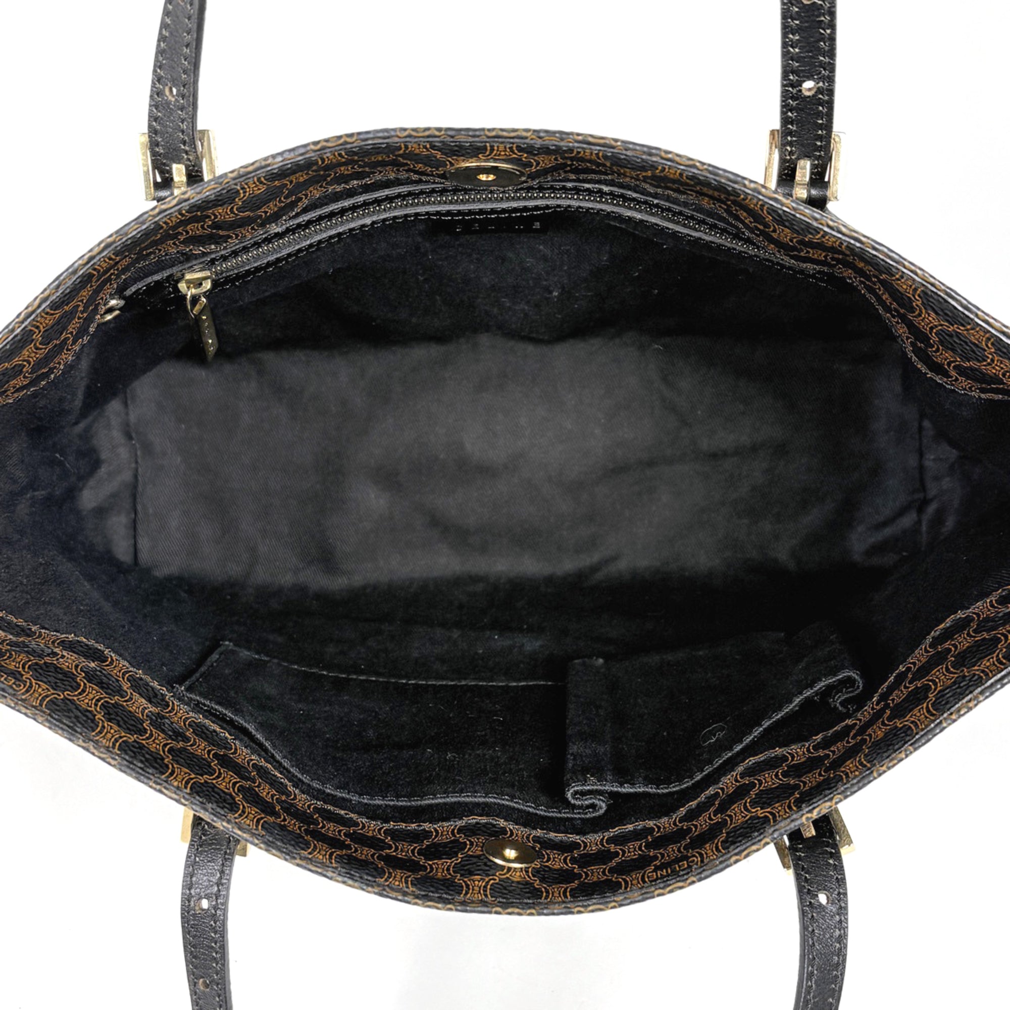 Celine Black Brown Coated Canvas Leather Tote Bag (Pre-Owned)