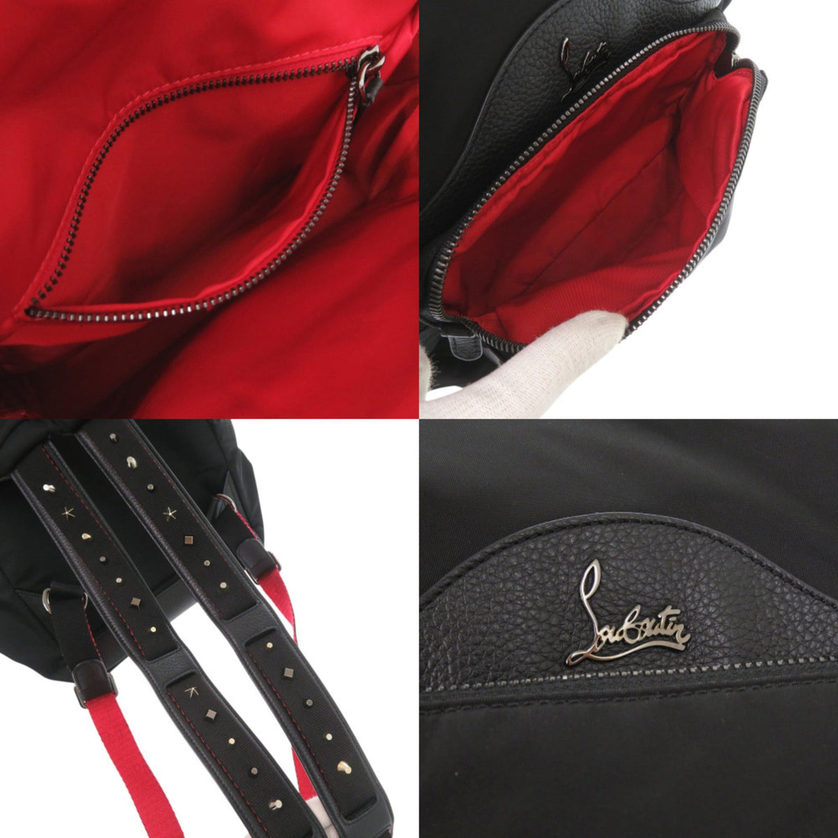 Christian Louboutin Black Nylon Leather Rubber Backpack (Pre-Owned)