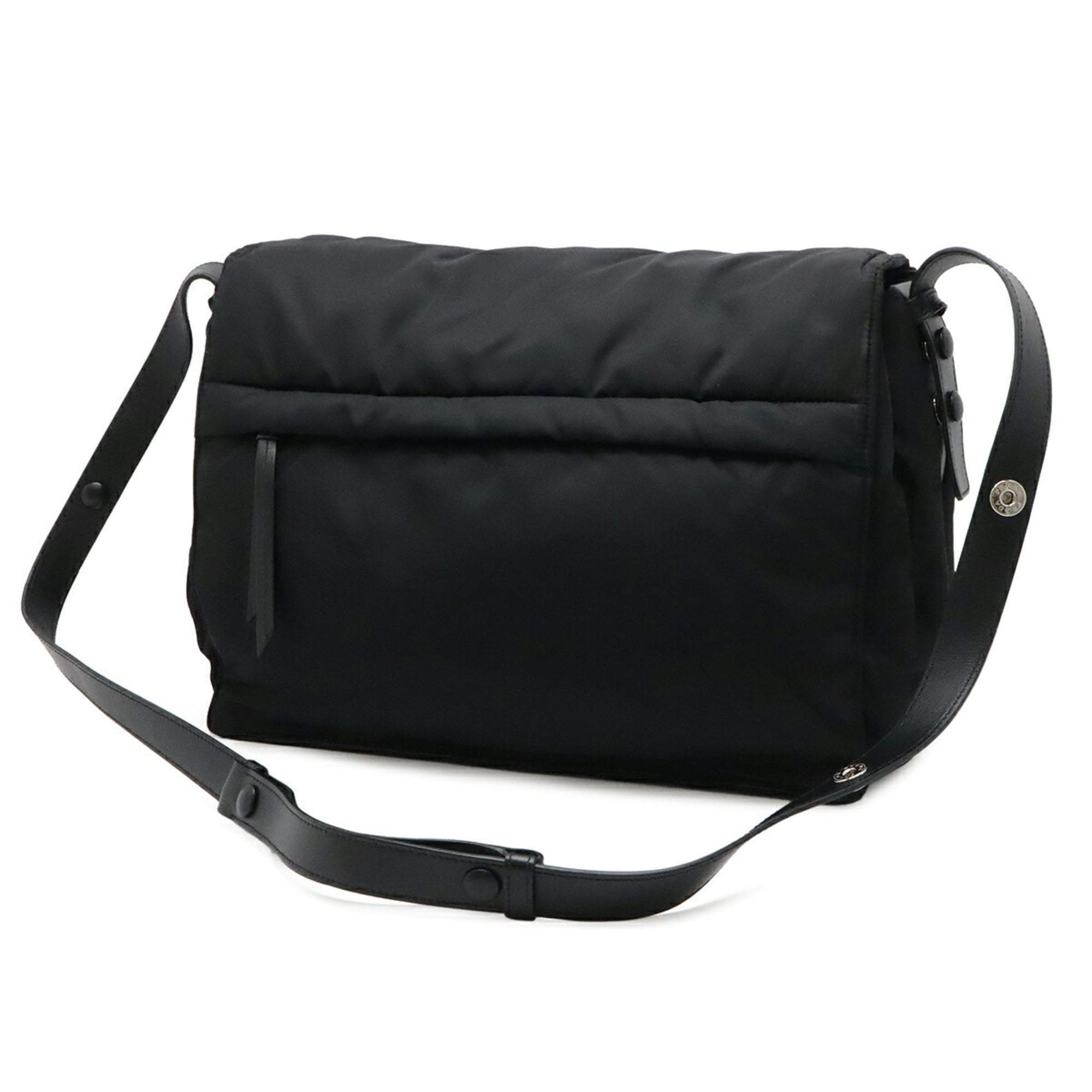Prada Black Nero Nylon Leather Handbag Shoulder Bag (Pre-Owned)