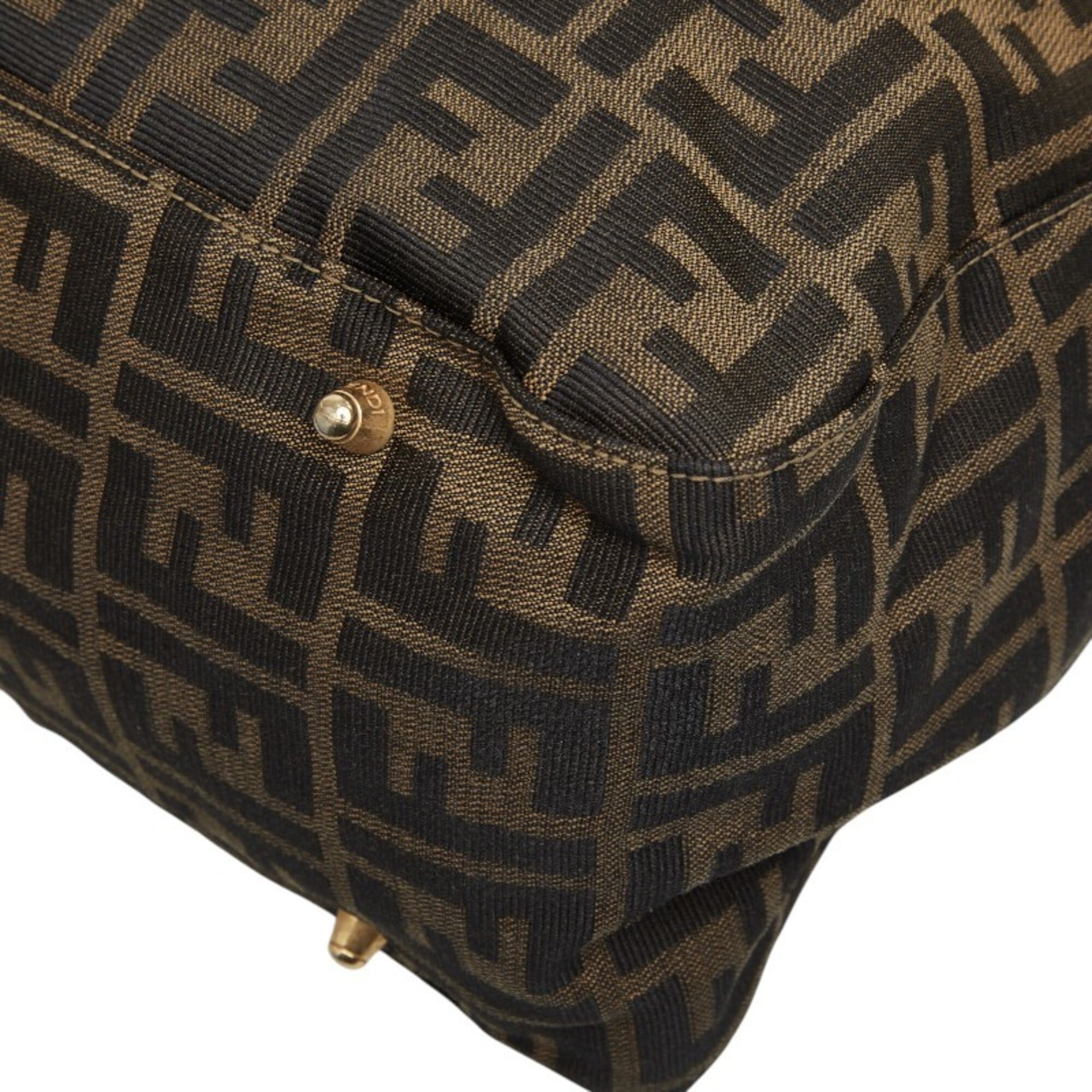 Fendi Brown Canvas Leather Handbag Tote Bag (Pre-Owned)