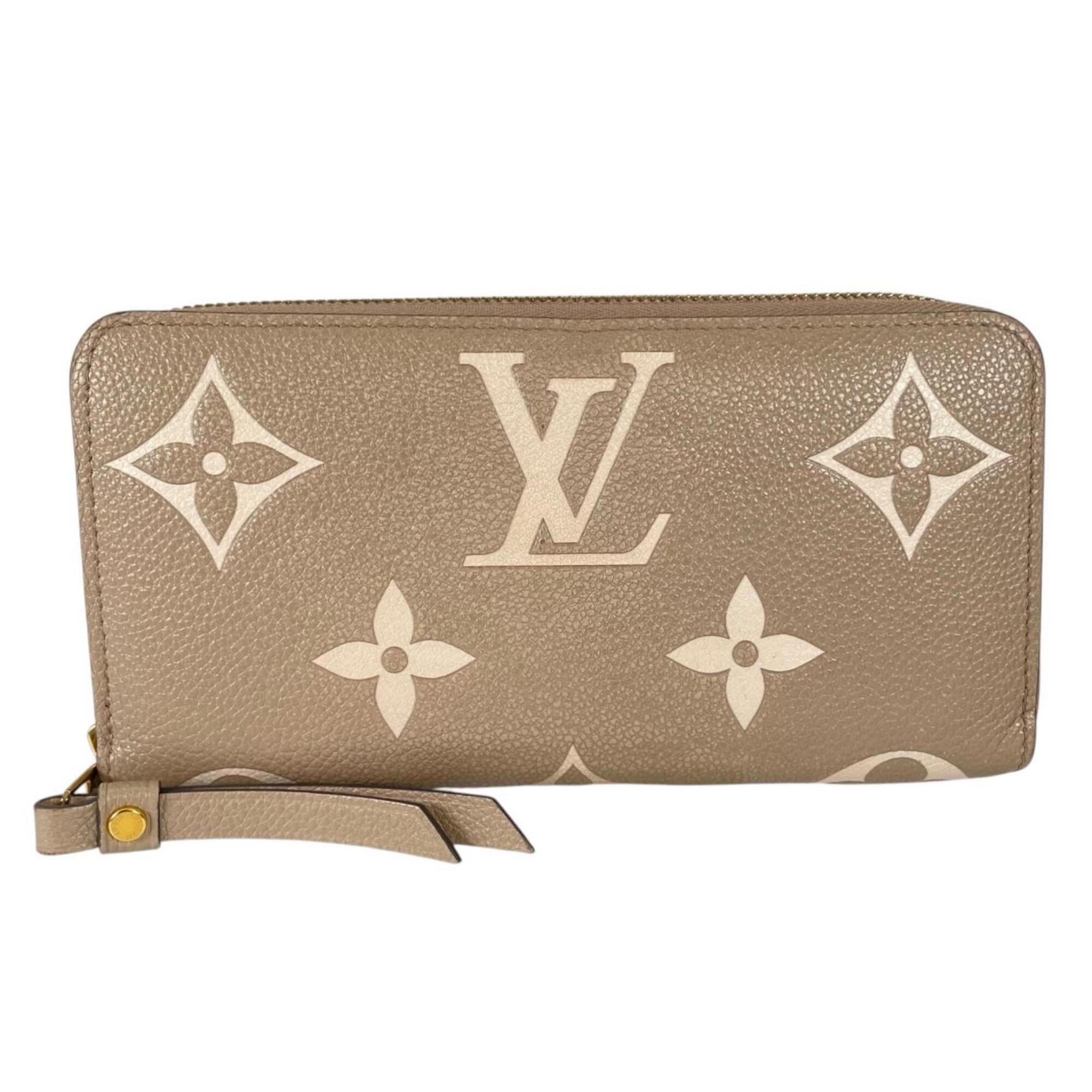 Louis Vuitton Monogram Beige Leather Long Wallet (Bi-Fold) (Pre-Owned)