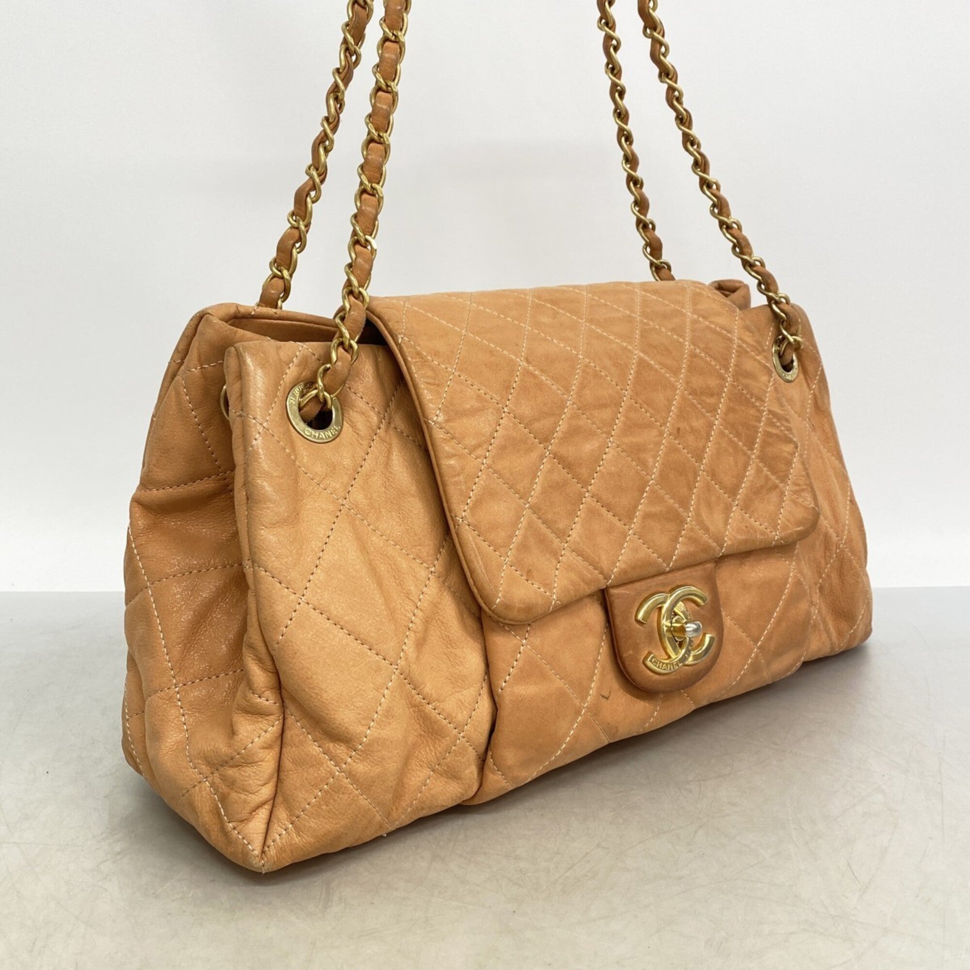 Chanel Orange Leather Shoulder Bag (Pre-Owned)