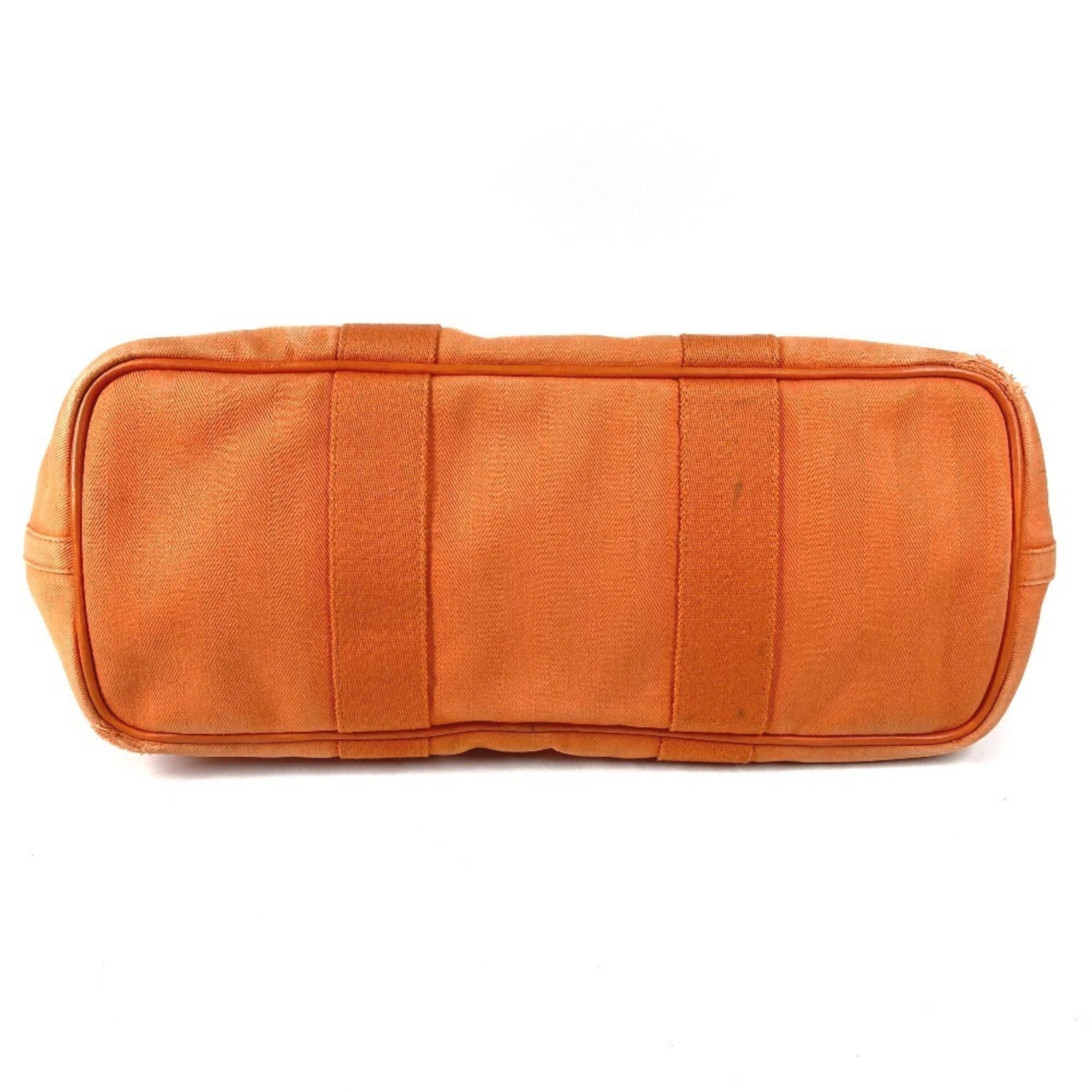 Hermes Orange Toile Chevron Handbag Pouch Tote Bag (Pre-Owned)