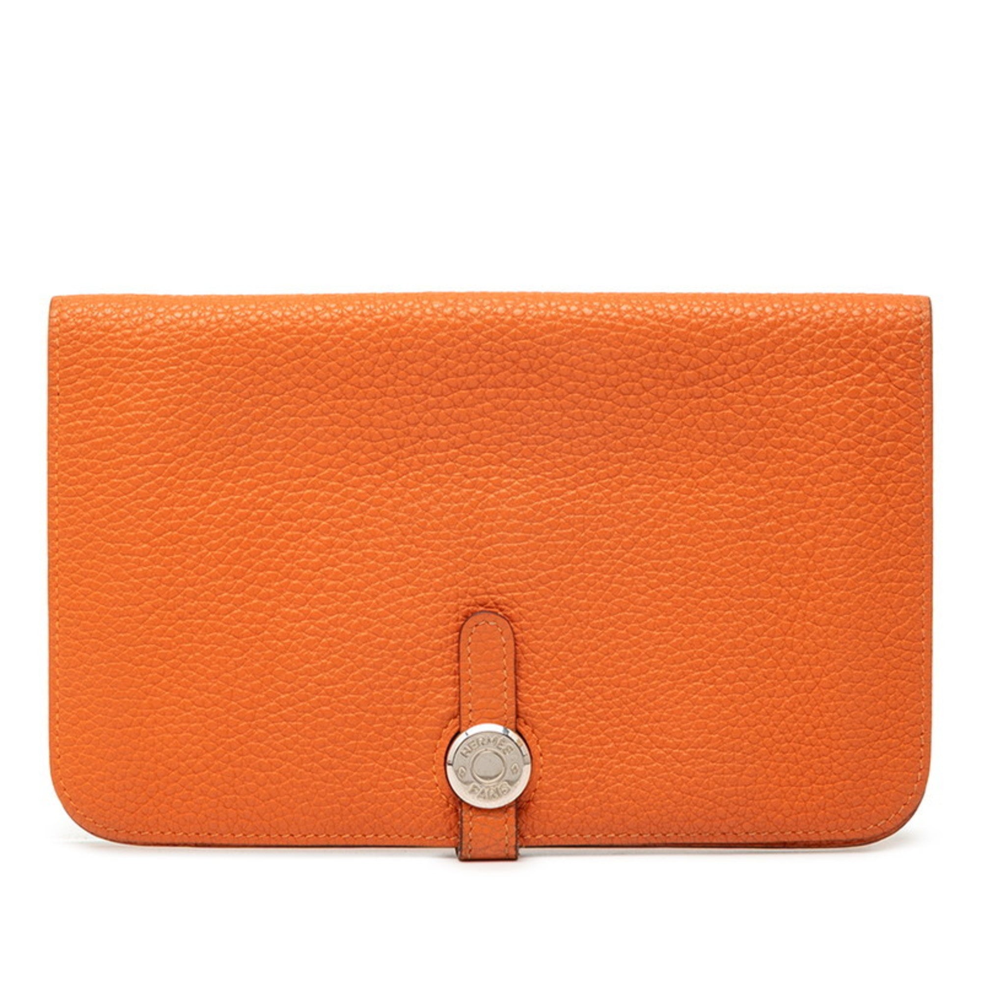 Hermes Orange Togo Leather Long Wallet (Bi-Fold) (Pre-Owned)