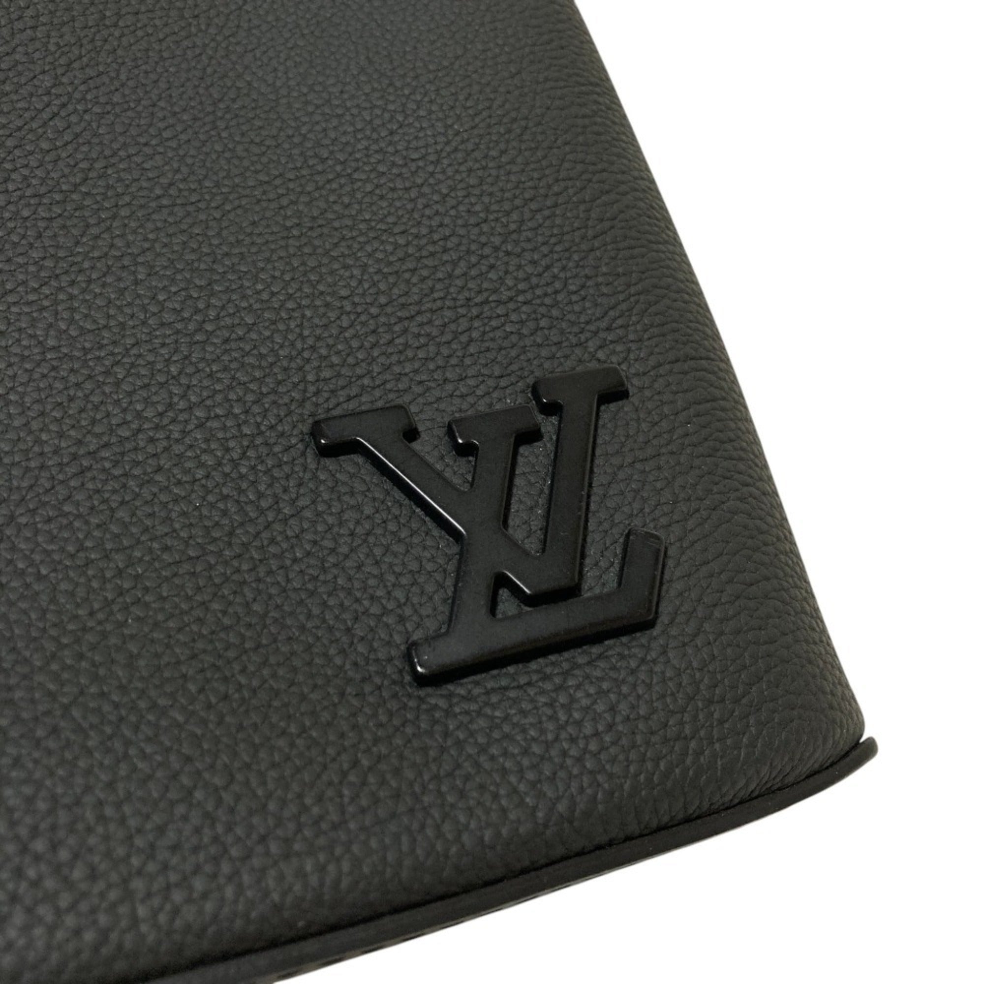 Louis Vuitton Noir Leather Clutch Bag Handbag Pouch (Pre-Owned)