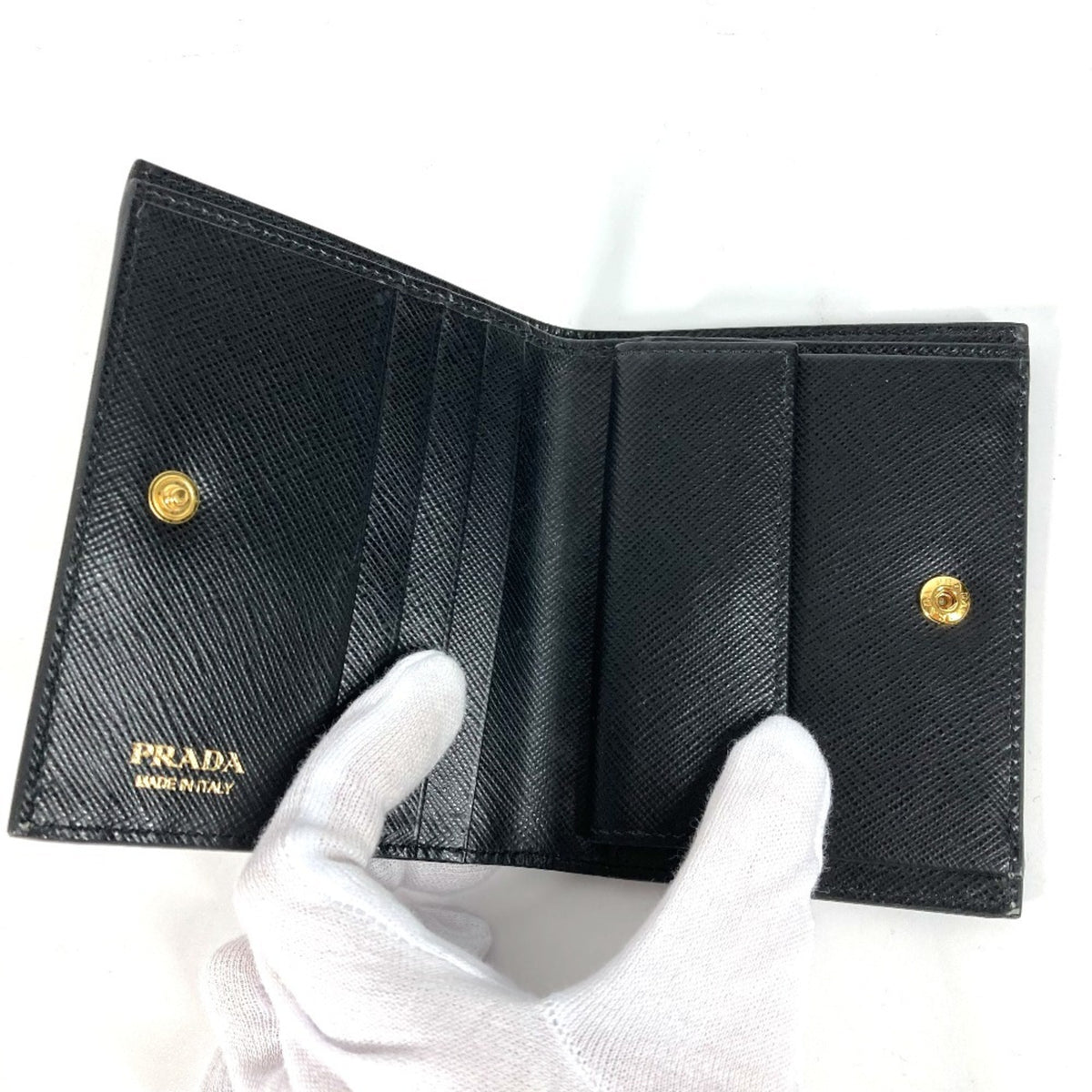 Prada Black White Leather Wallet (Bi-Fold) (Pre-Owned)