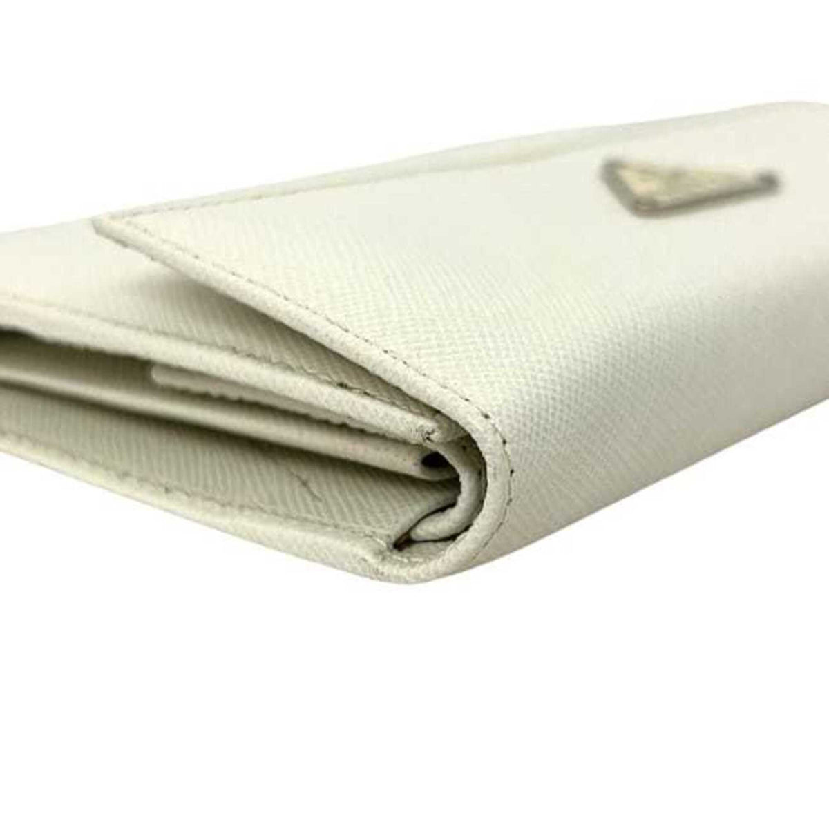 Prada Saffiano Talco White Leather Wallet (Tri-Fold) (Pre-Owned)