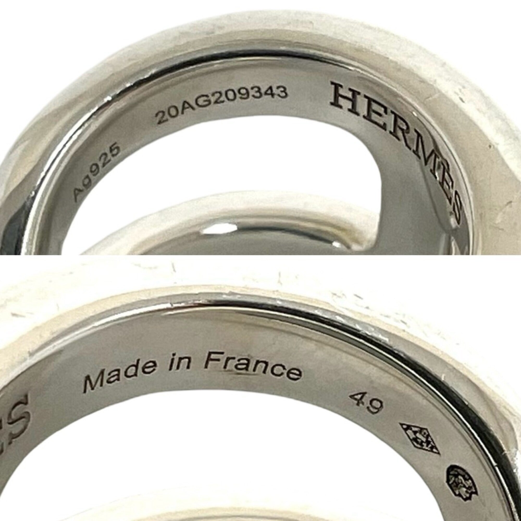 Hermes Silver Silver 925 Band Ring (Pre-Owned)
