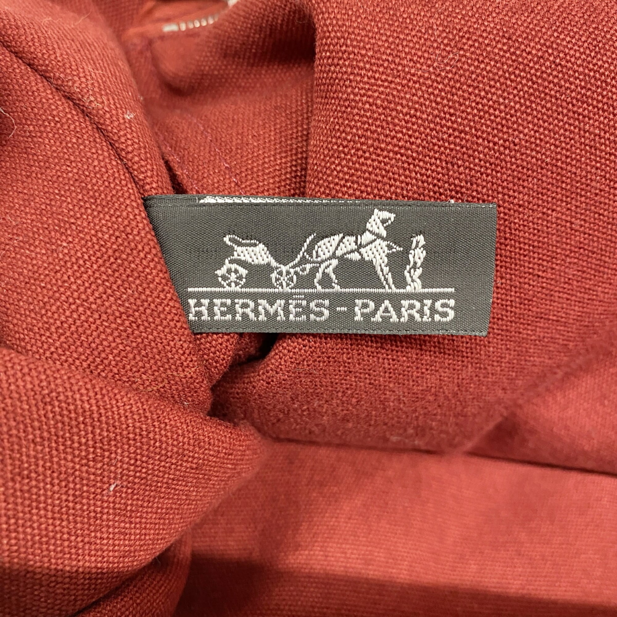 Hermes Red Color Canvas Tote Bag (Pre-Owned)