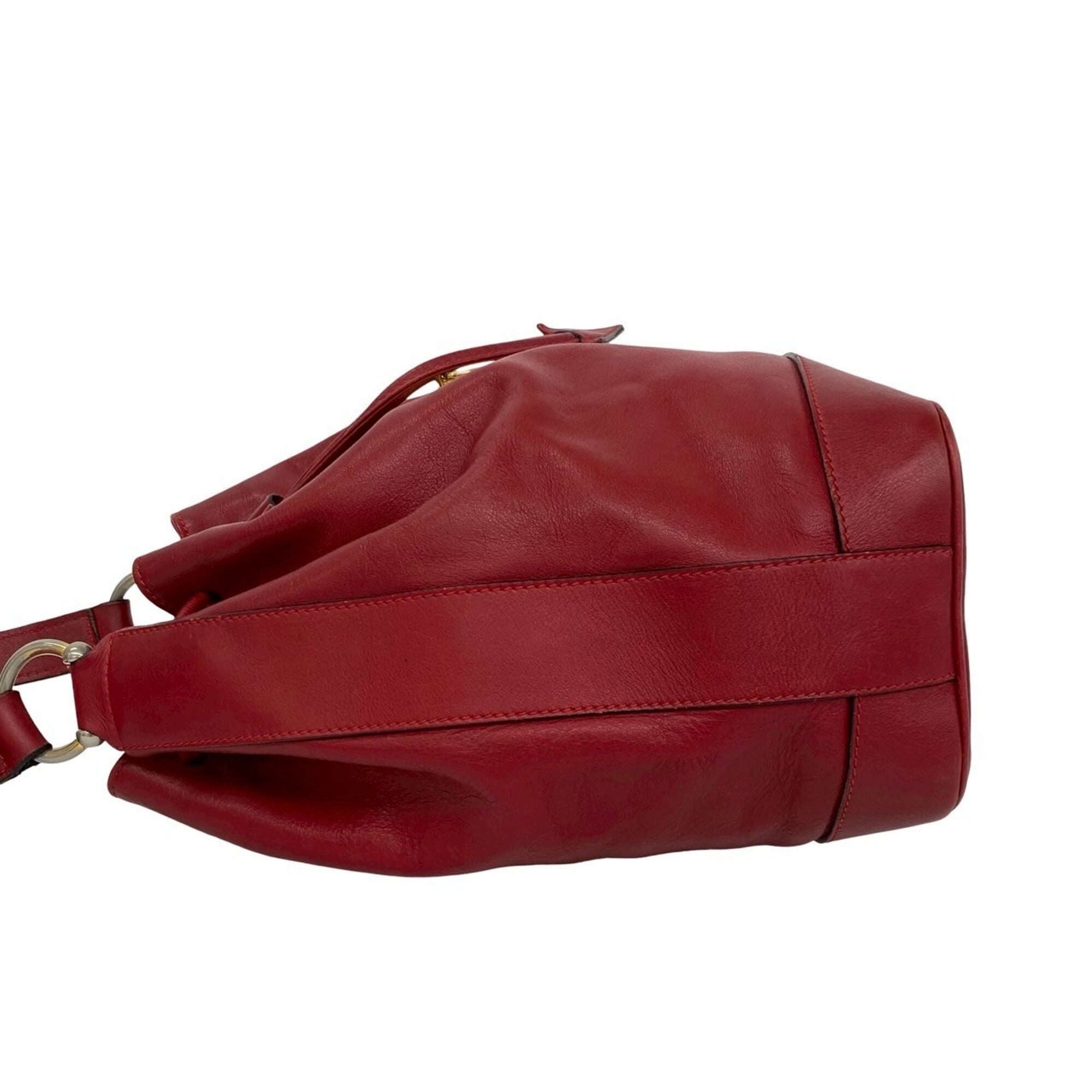 Celine Red Color Leather Shoulder Bag Tote Bag (Pre-Owned)