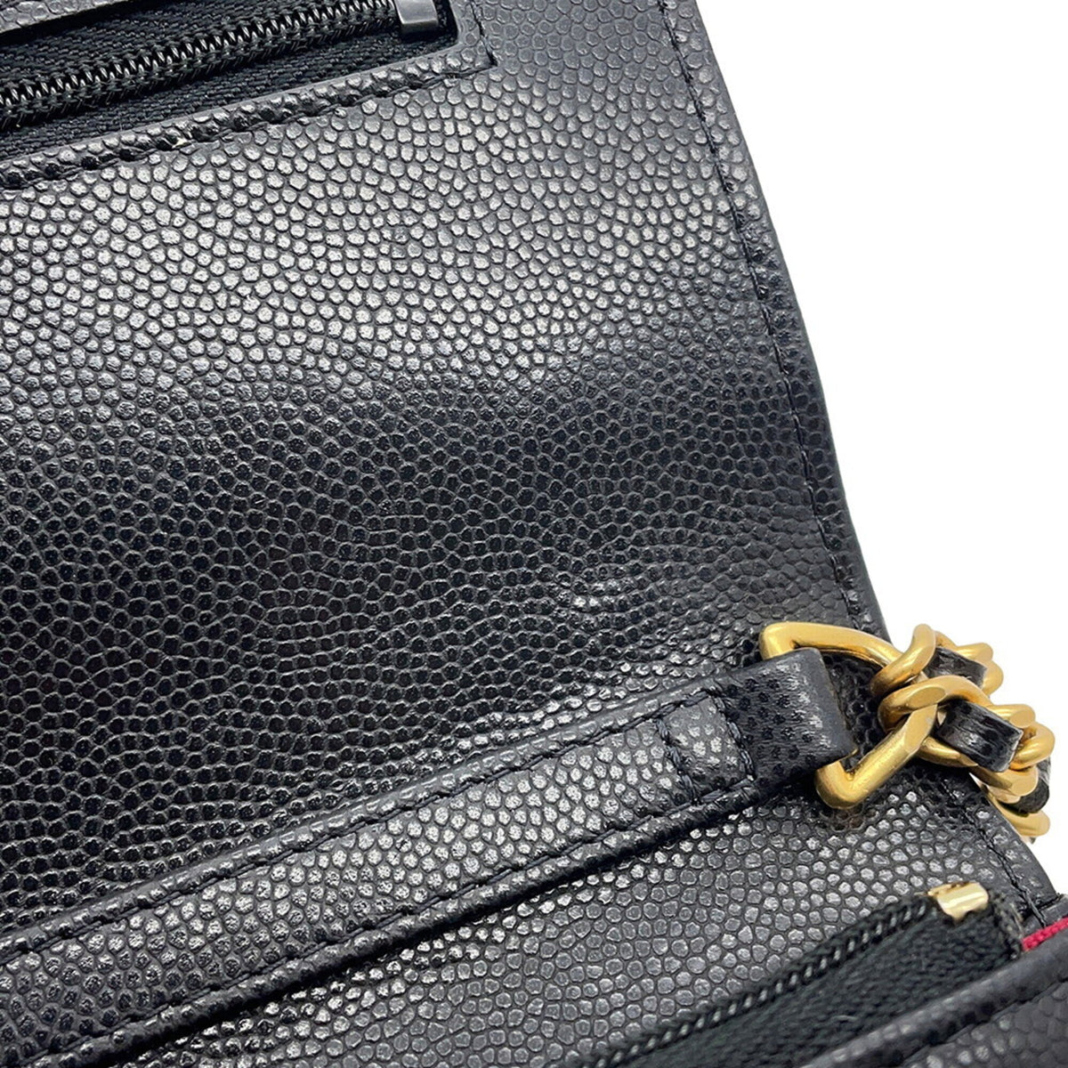 Chanel Black Grained Calfskin Chain/Shoulder Wallet (Pre-Owned)