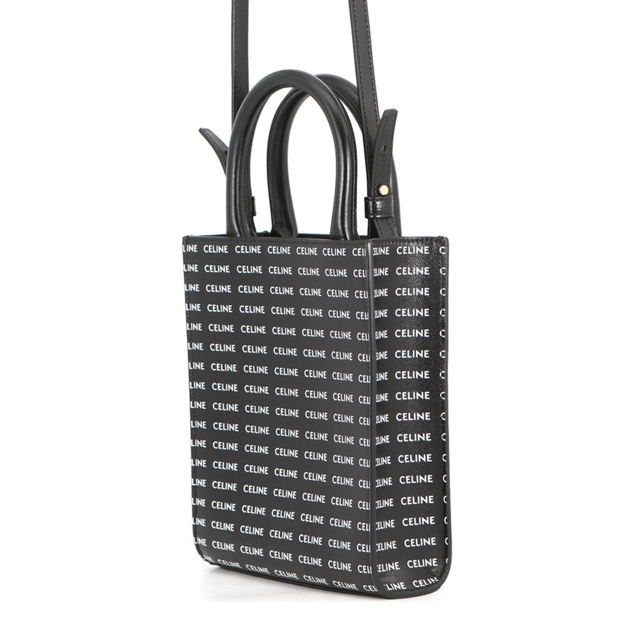 Celine Black White Leather Handbag Shoulder Bag (Pre-Owned)