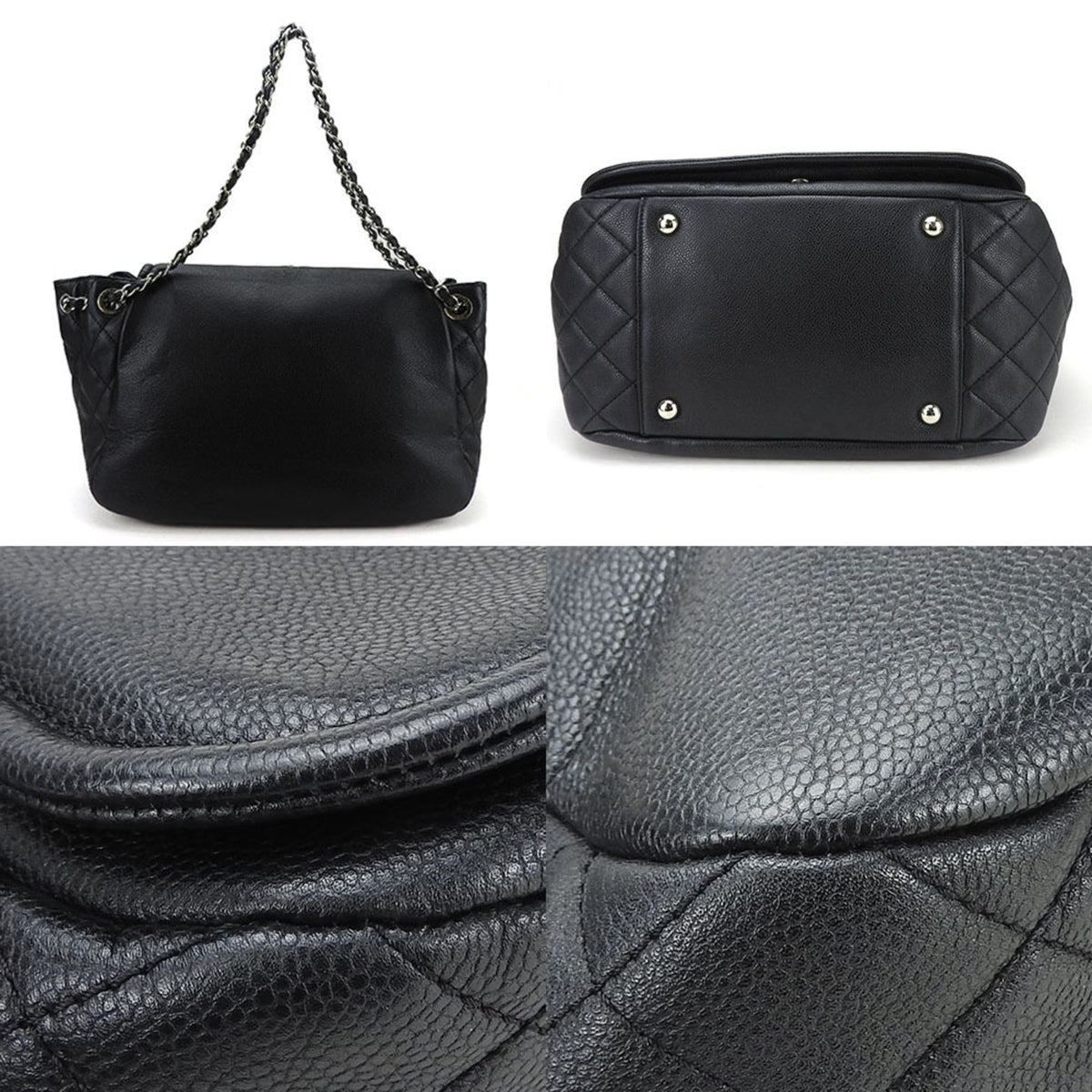 Chanel Black Grained Calfskin Shoulder Bag (Pre-Owned)