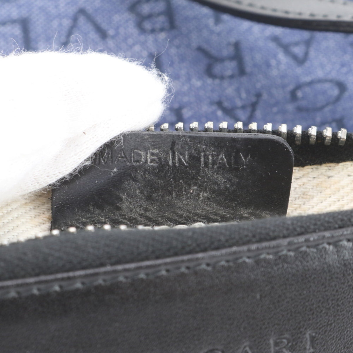 Bvlgari Black Blue Leather Canvas Crossbody Bag Shoulder Bag (Pre-Owned)