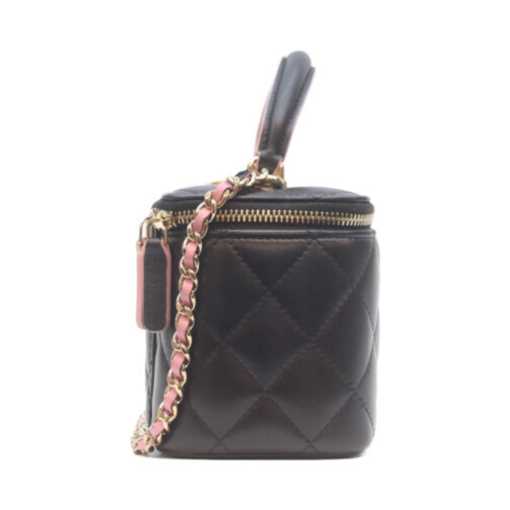 Chanel Black Pink Leather Shoulder Bag Vanity Bag (Pre-Owned)