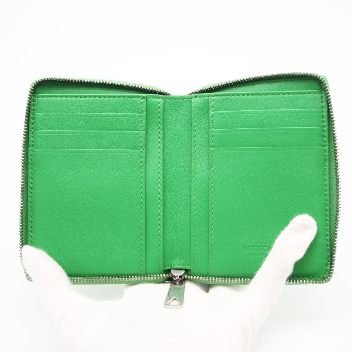 Bottega Veneta Intrecciato Green Leather Wallet (Bi-Fold) (Pre-Owned)