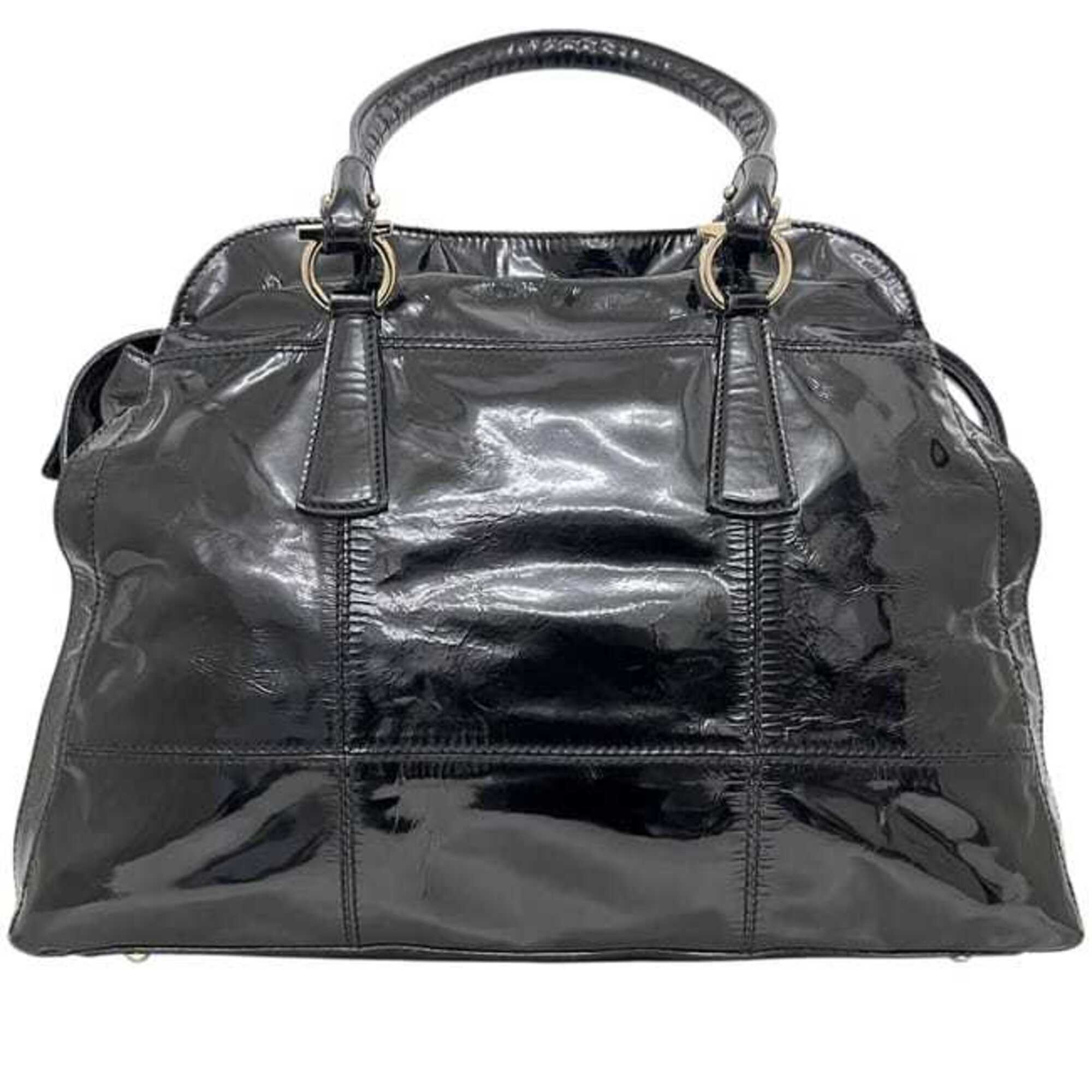 Salvatore Ferragamo Black Patent Leather Tote Bag (Pre-Owned)