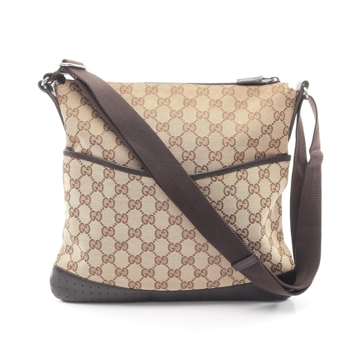 Gucci Beige Brown Canvas Leather Handbag Shoulder Bag (Pre-Owned)