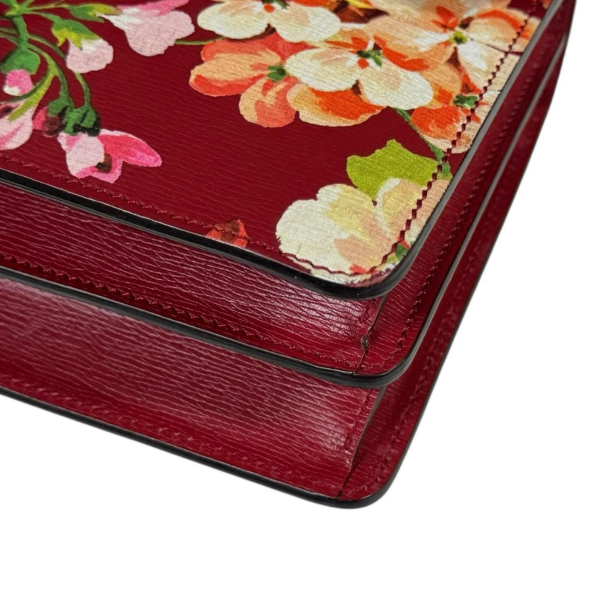 Gucci Gg Blooms Red Color Leather Handbag Shoulder Bag (Pre-Owned)
