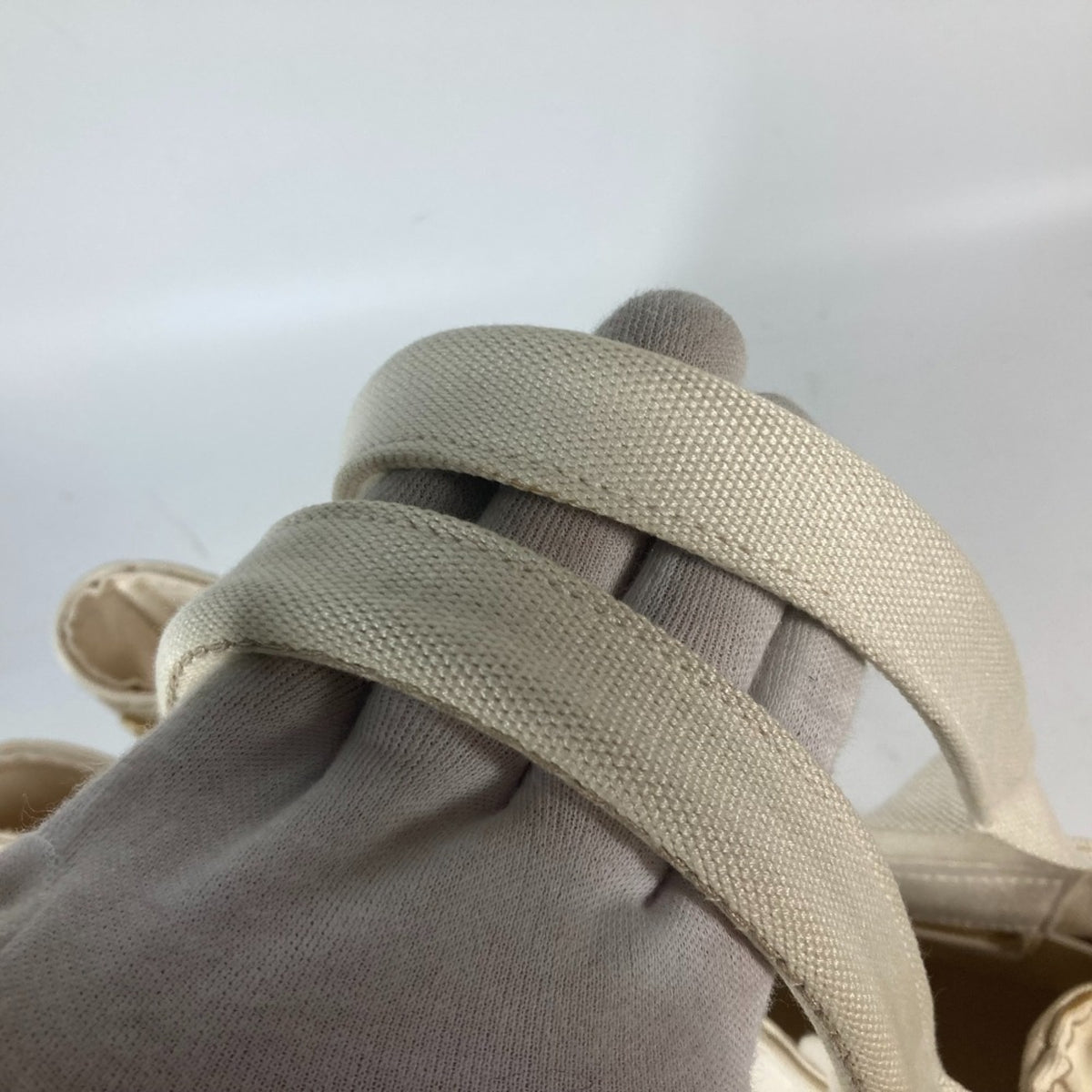 Prada Ivory Canvas Handbag Tote Bag (Pre-Owned)