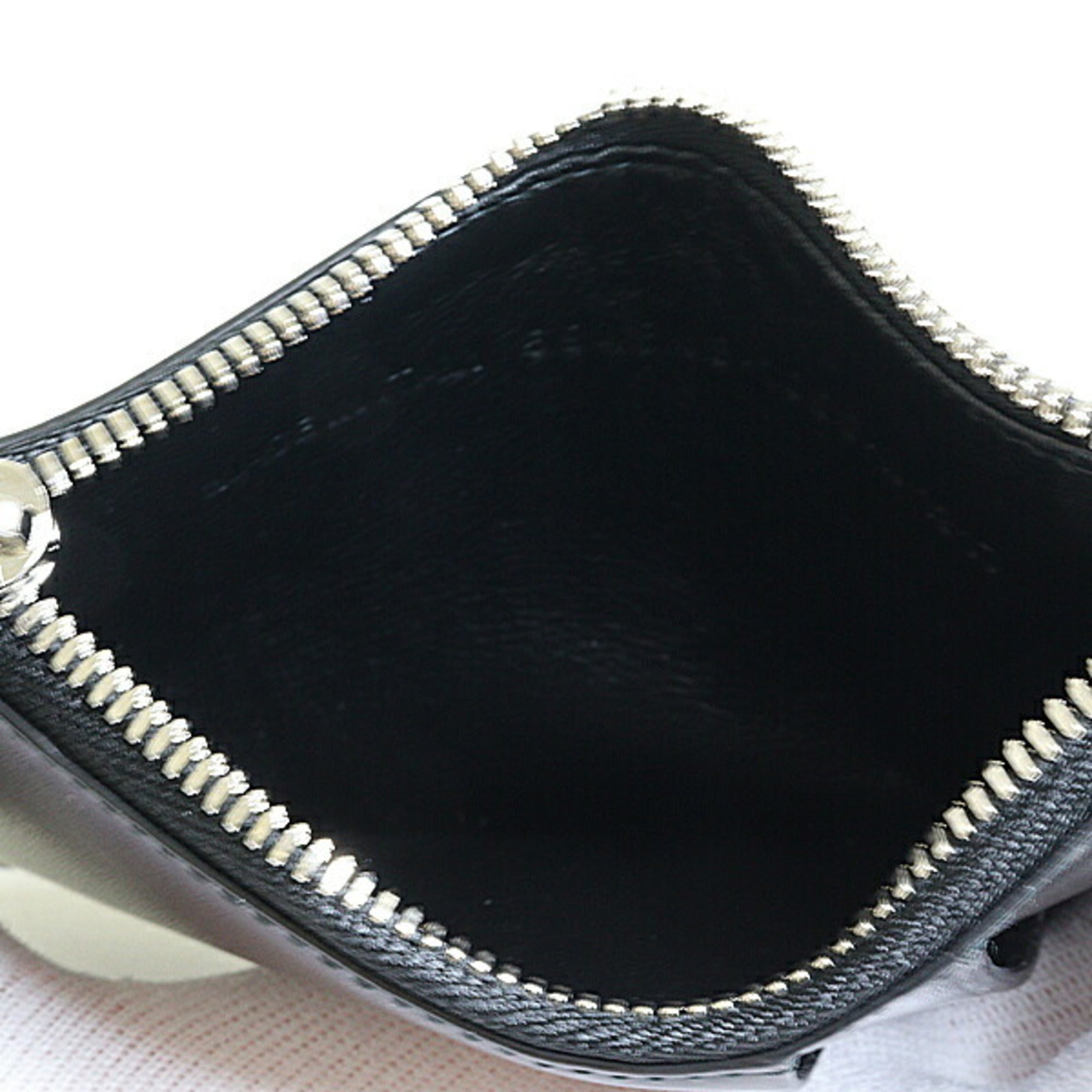 Balenciaga Black Gray White Leather Coin Purse/Coin Case (Pre-Owned)