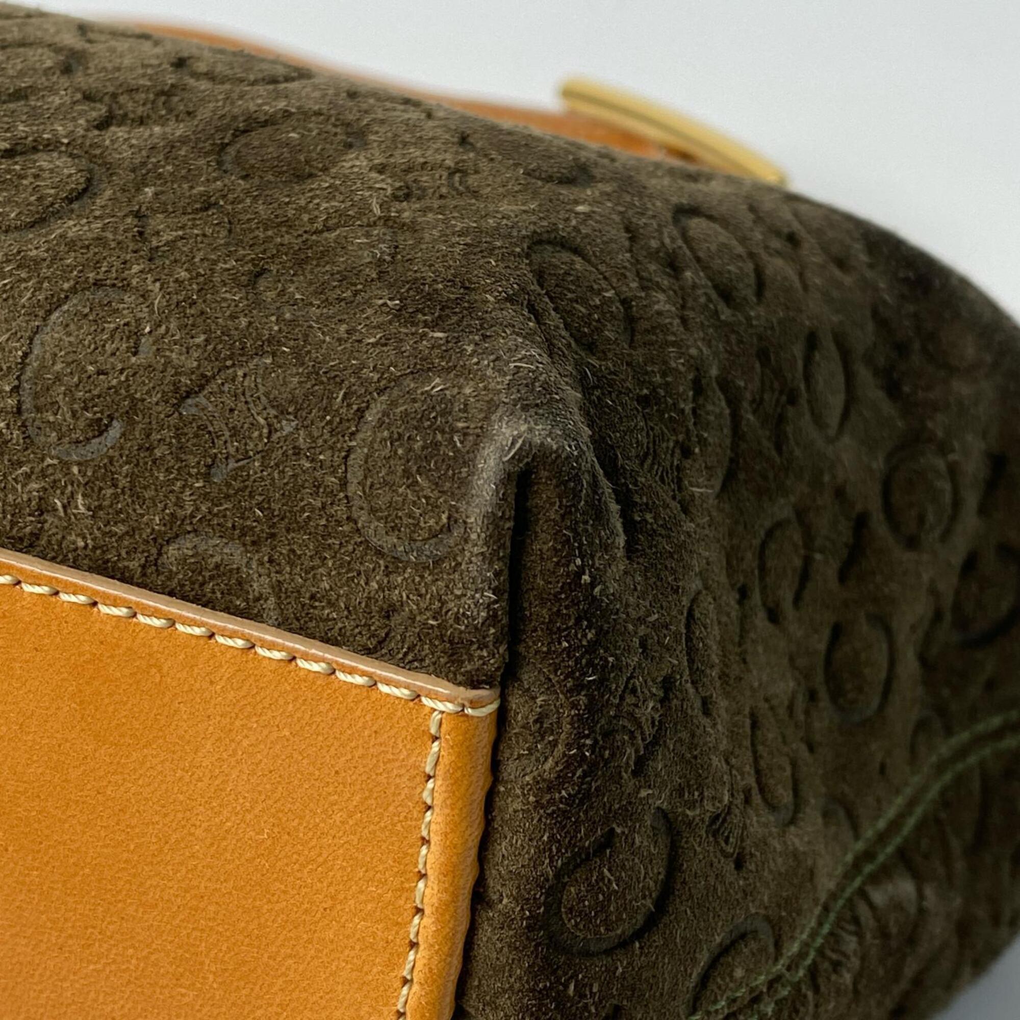 Celine Khaki Suede Leather Shoulder Bag (Pre-Owned)