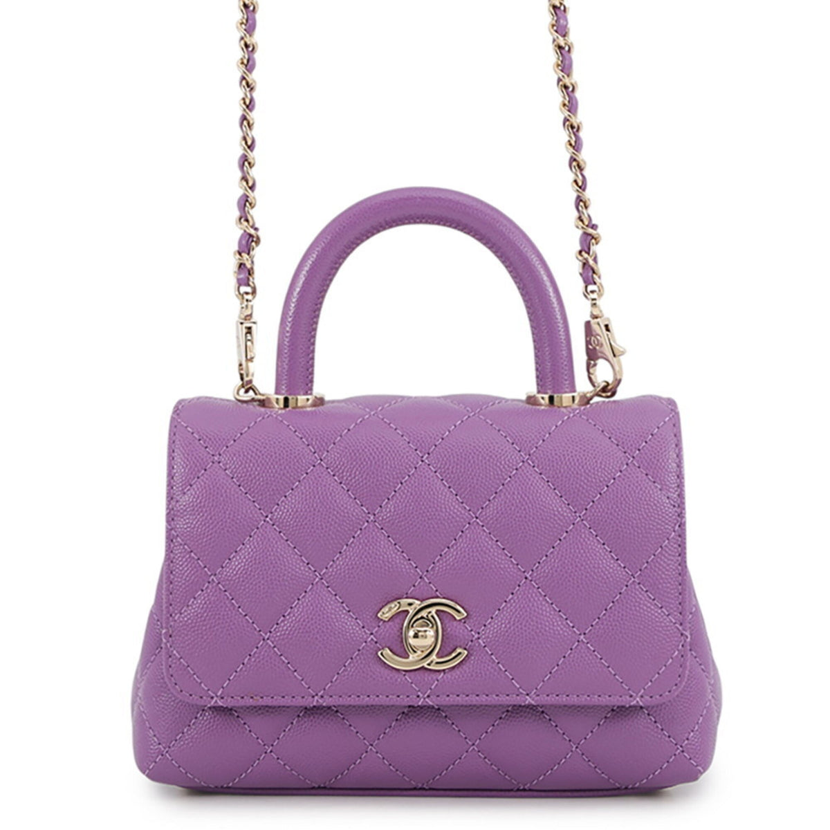 Chanel Matelasse Purple Grained Calfskin Handbag (Pre-Owned)