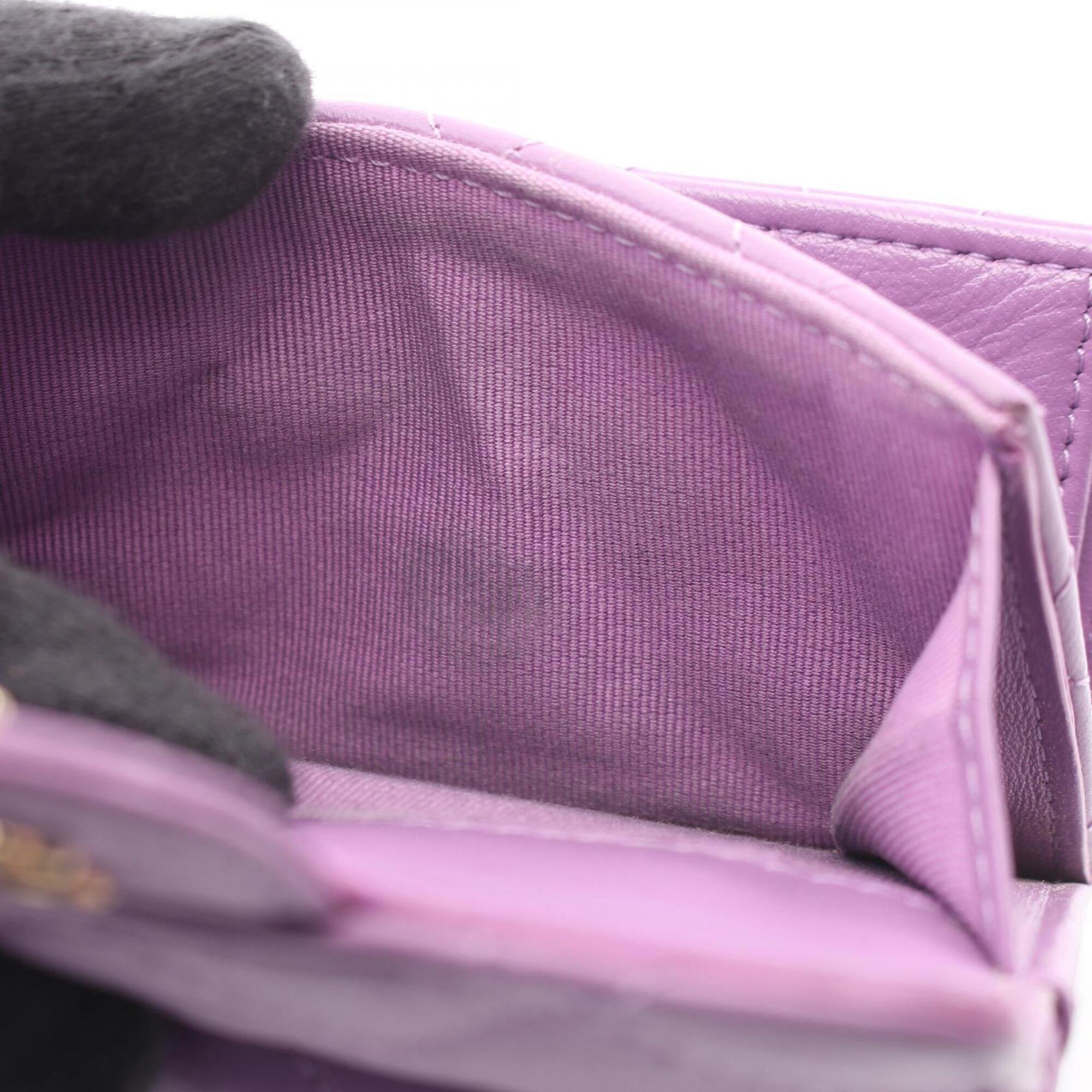 Chanel Purple Leather Wallet (Tri-Fold) (Pre-Owned)