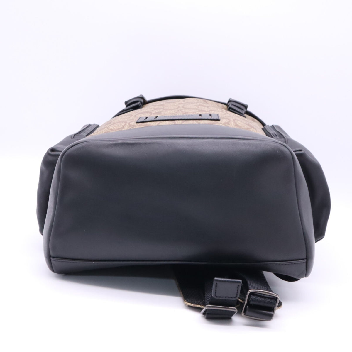 Coach Beige Black Canvas Leather Backpack (Pre-Owned)
