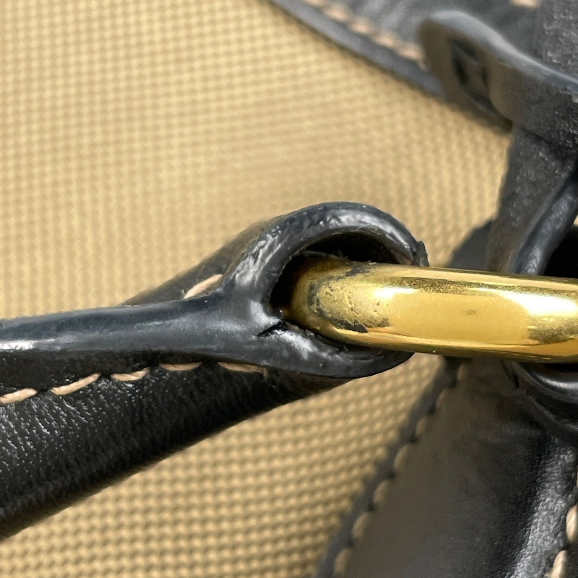 Prada Black Brown Canvas Leather Tote Bag (Pre-Owned)