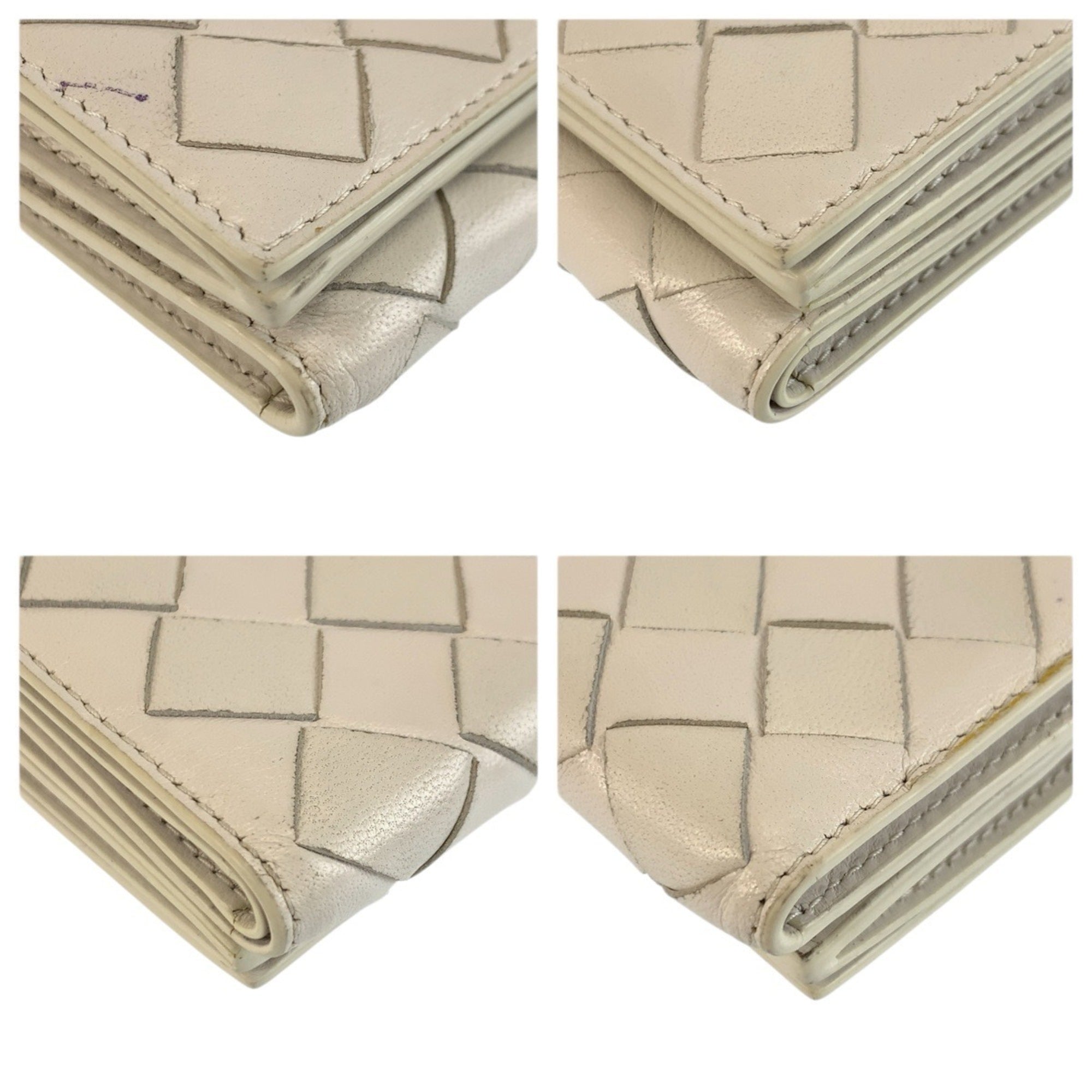 Bottega Veneta White Intrecciato Wallet (Tri-Fold) (Pre-Owned)