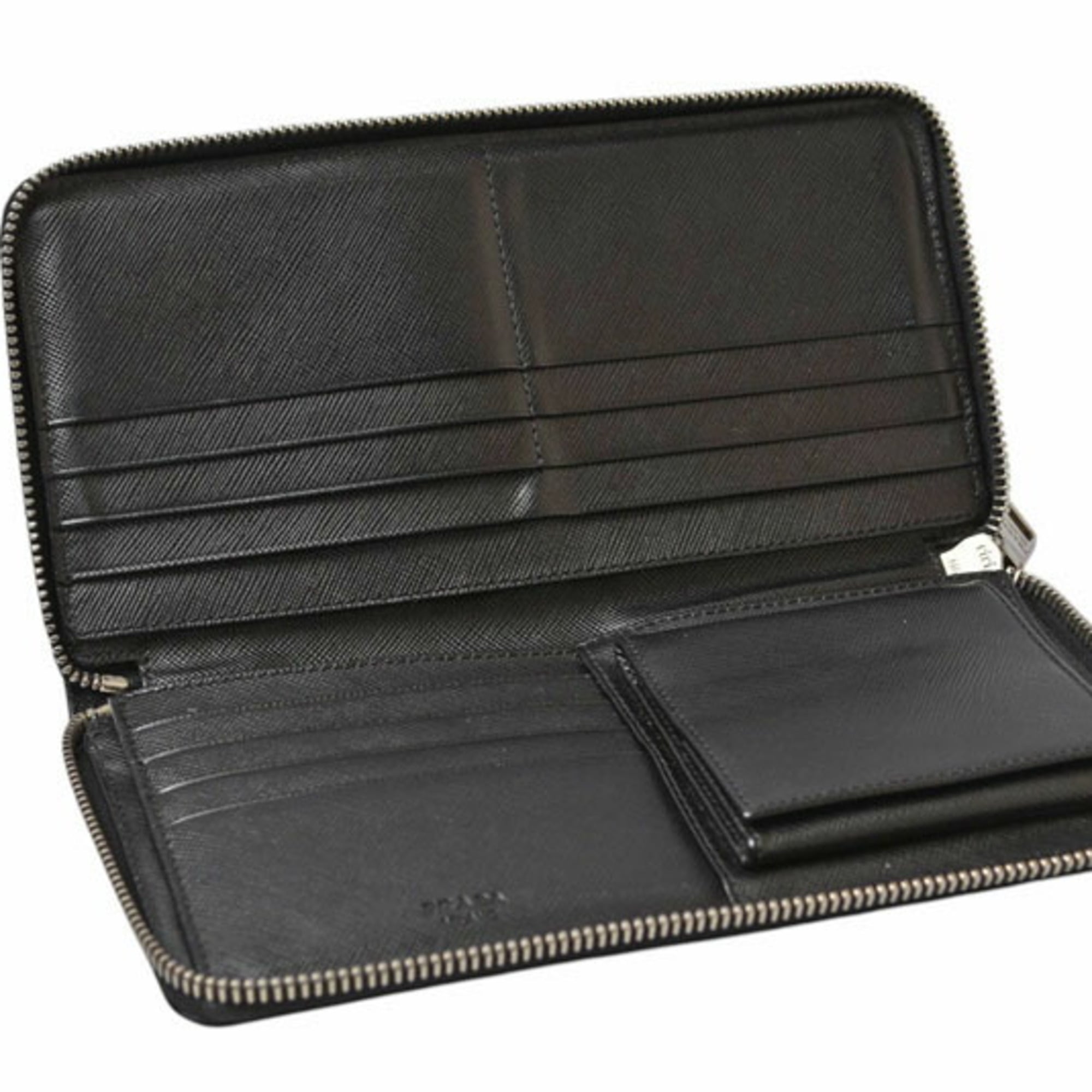 Prada Black Leather Long Wallet (Bi-Fold) (Pre-Owned)
