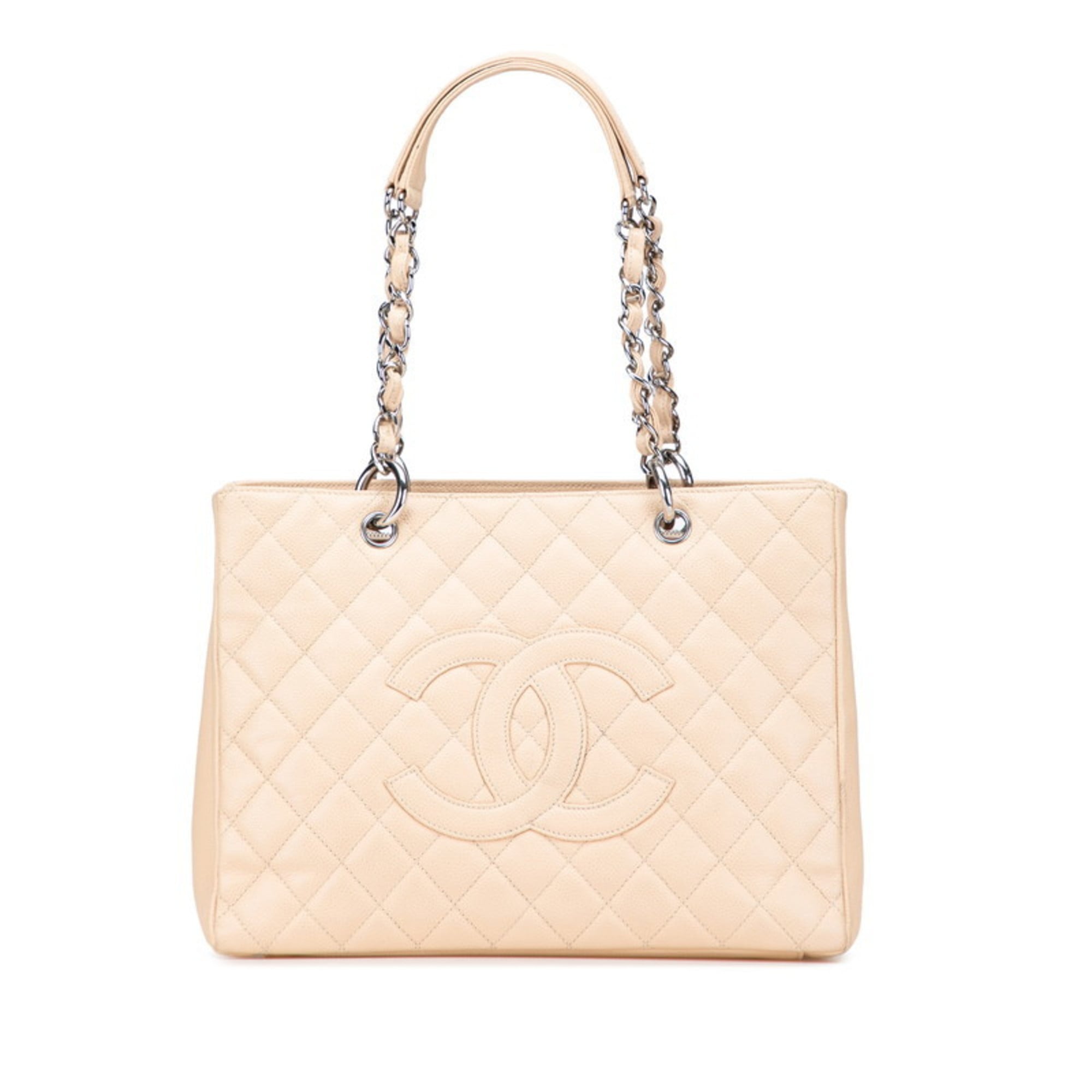 Chanel Matelasse Beige Grained Calfskin Tote Bag (Pre-Owned)