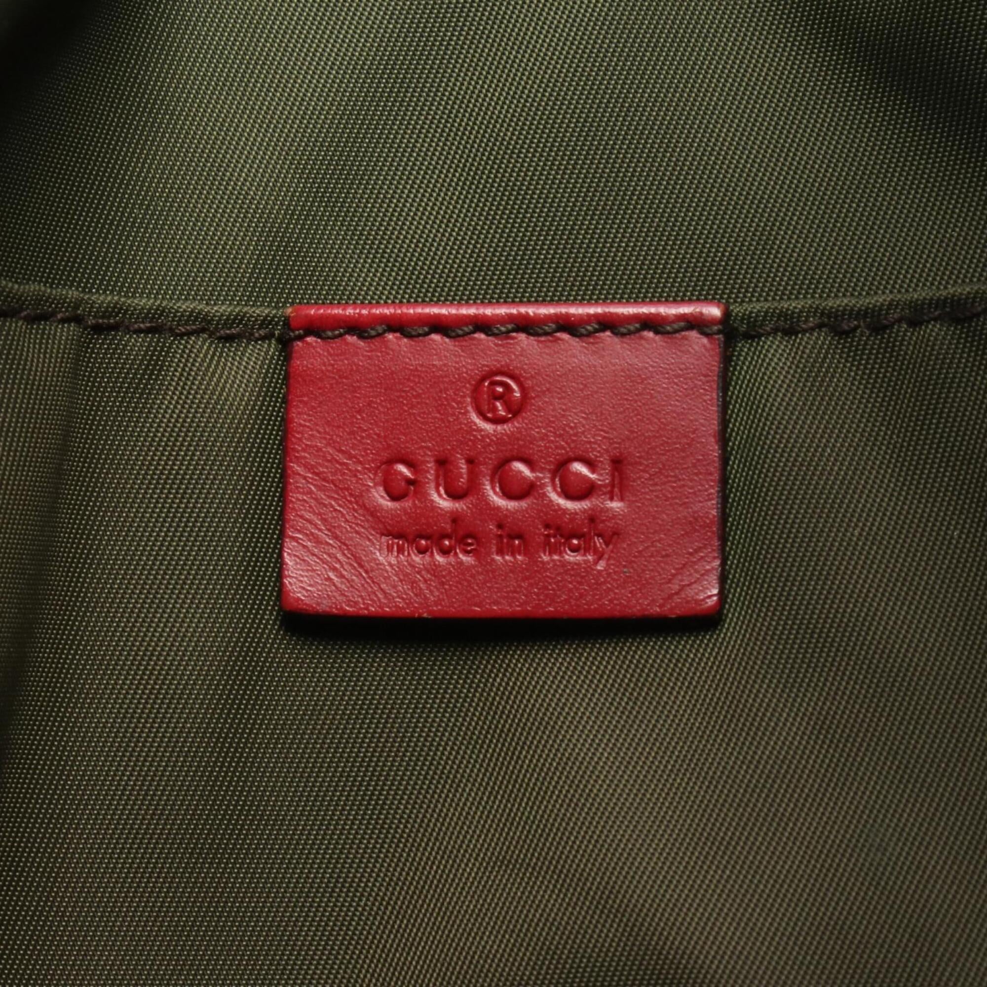 Gucci Beige Multi-Color Red Color Canvas Leather Handbag Tote Bag (Pre-Owned)