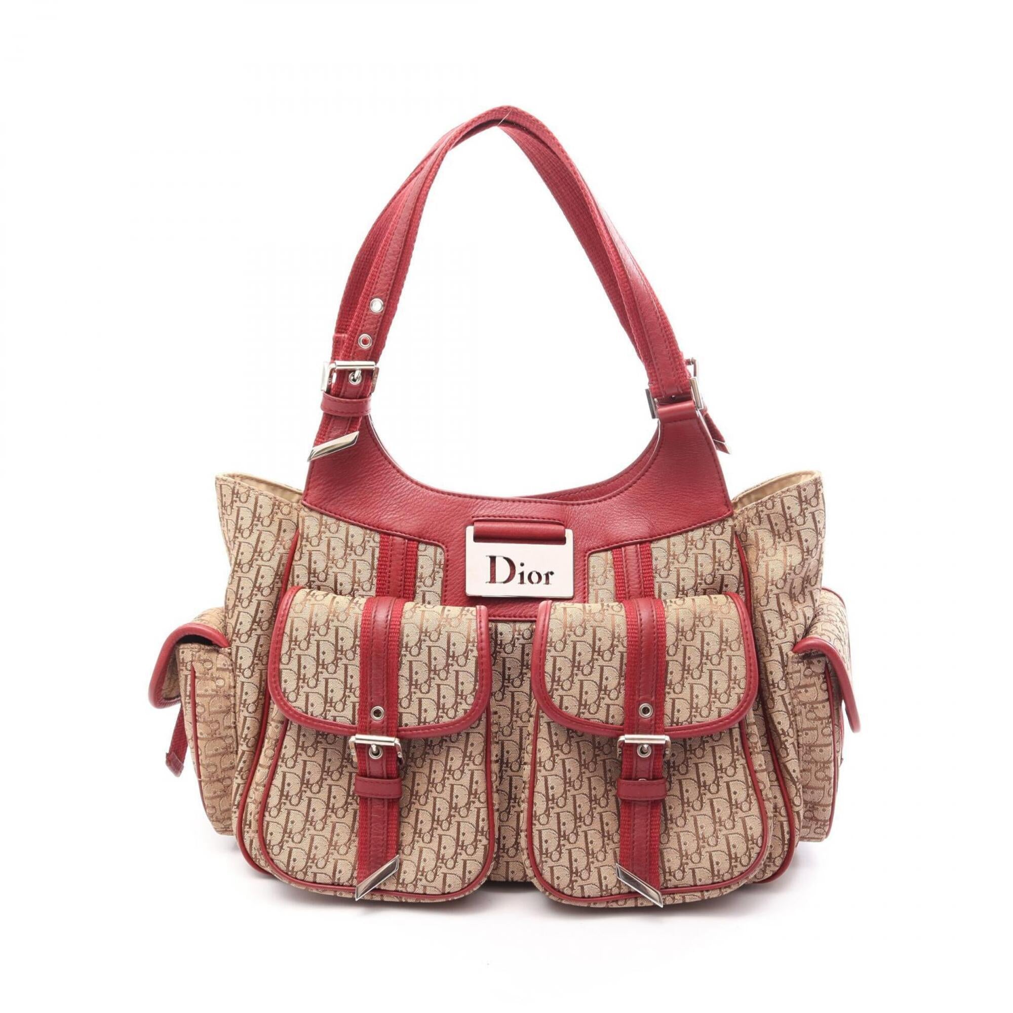 Christian Dior Beige Red Color Trotter Handbag (Pre-Owned)