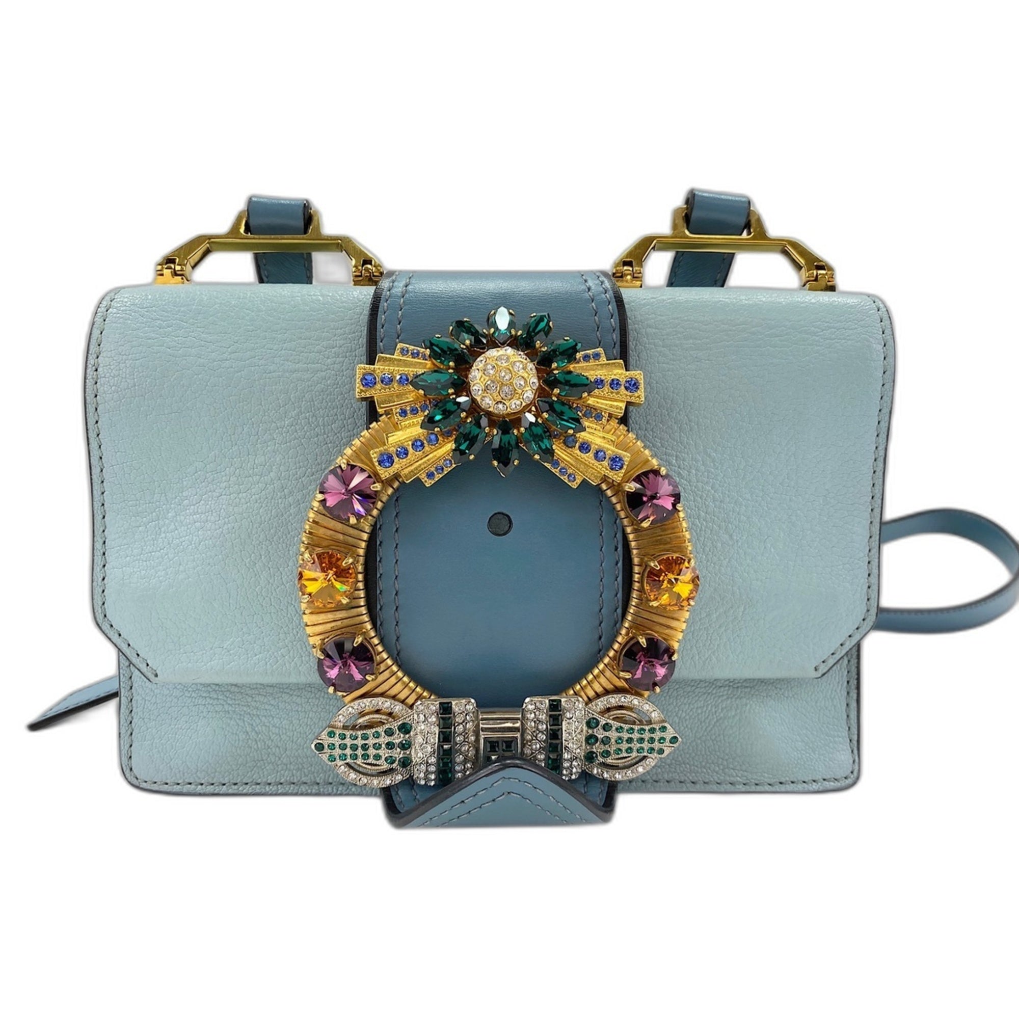 Miu Miu Blue Leather Shoulder Bag (Pre-Owned)