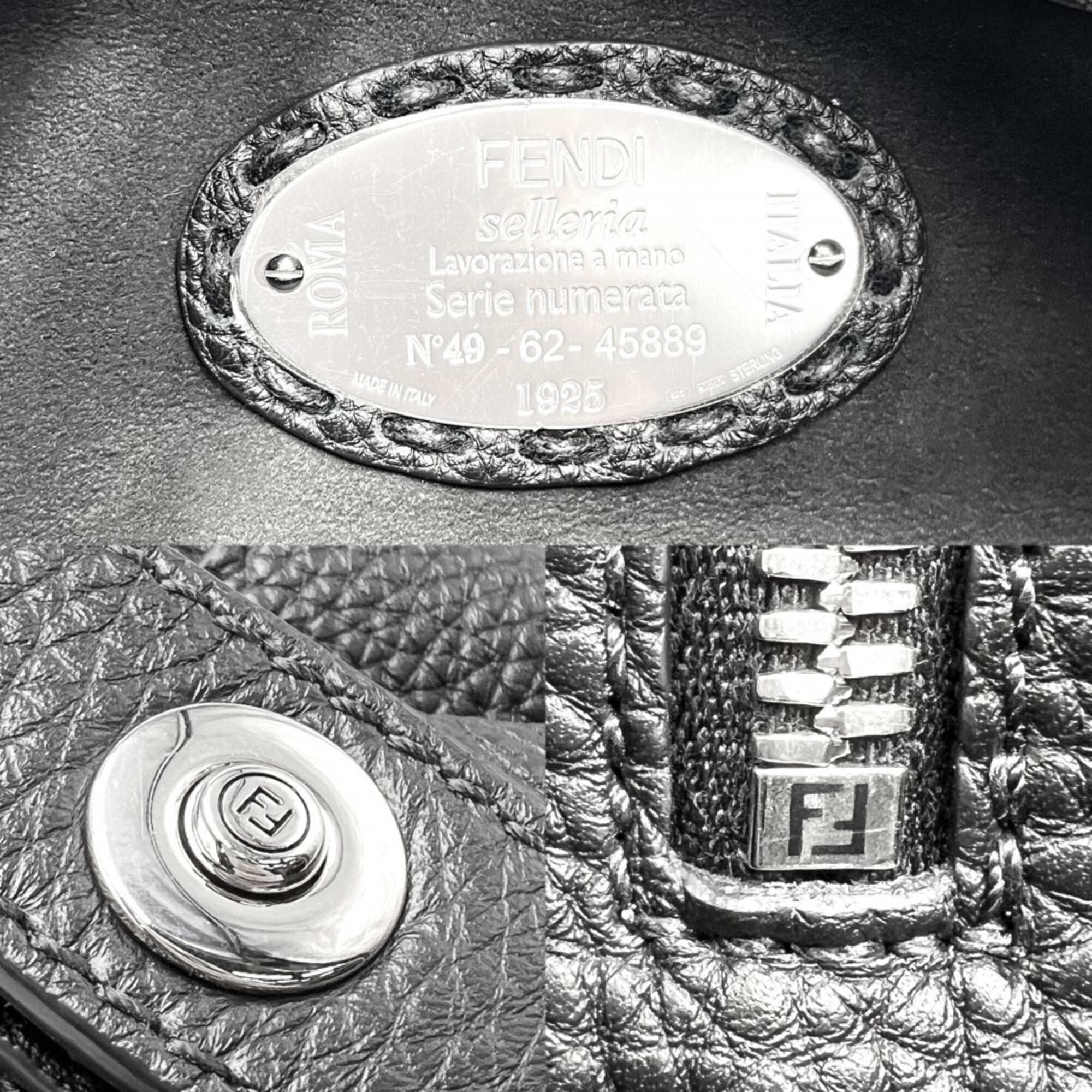 Fendi Black Leather Handbag Shoulder Bag (Pre-Owned)