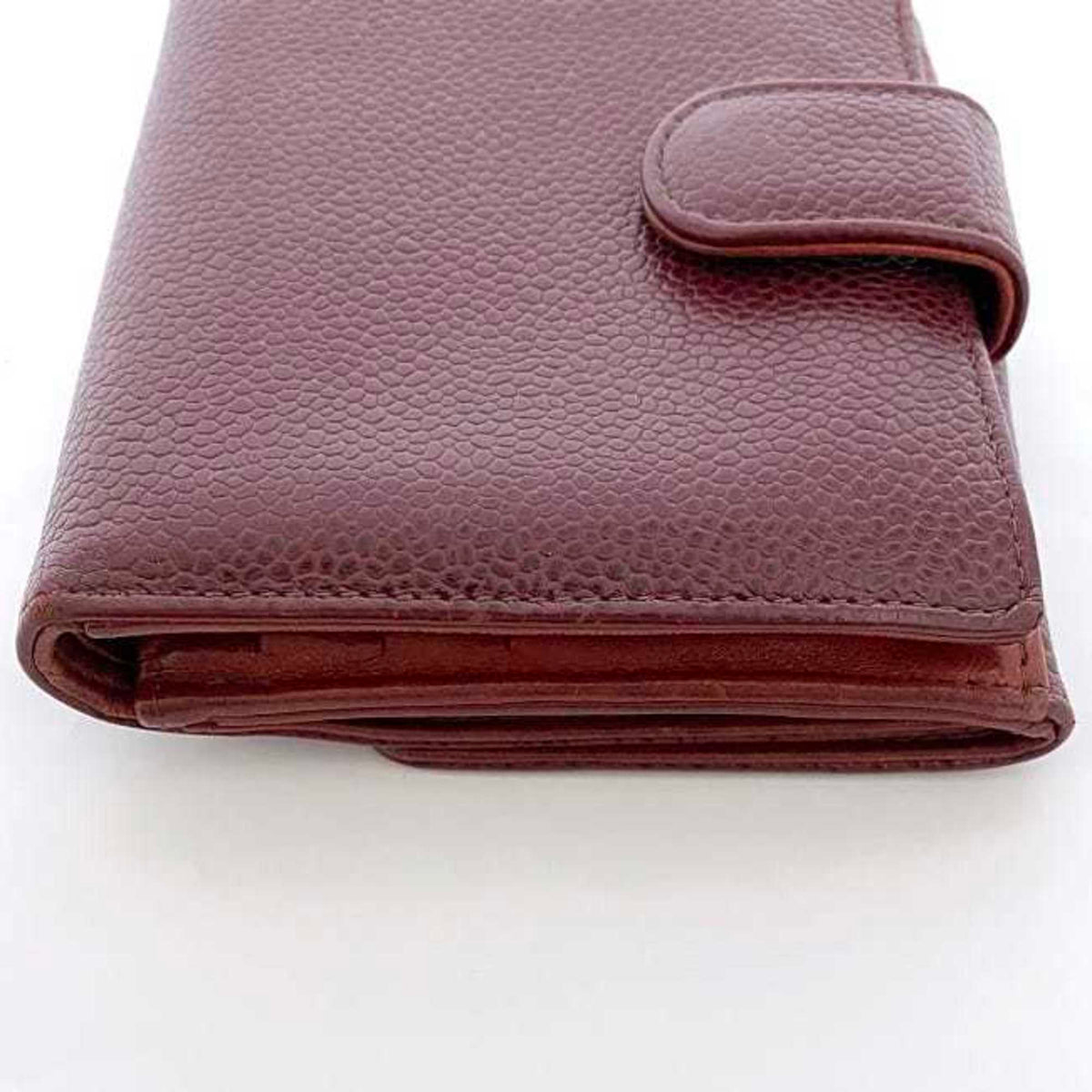 Chanel Red Color Grained Calfskin Leather Wallet (Bi-Fold) (Pre-Owned)