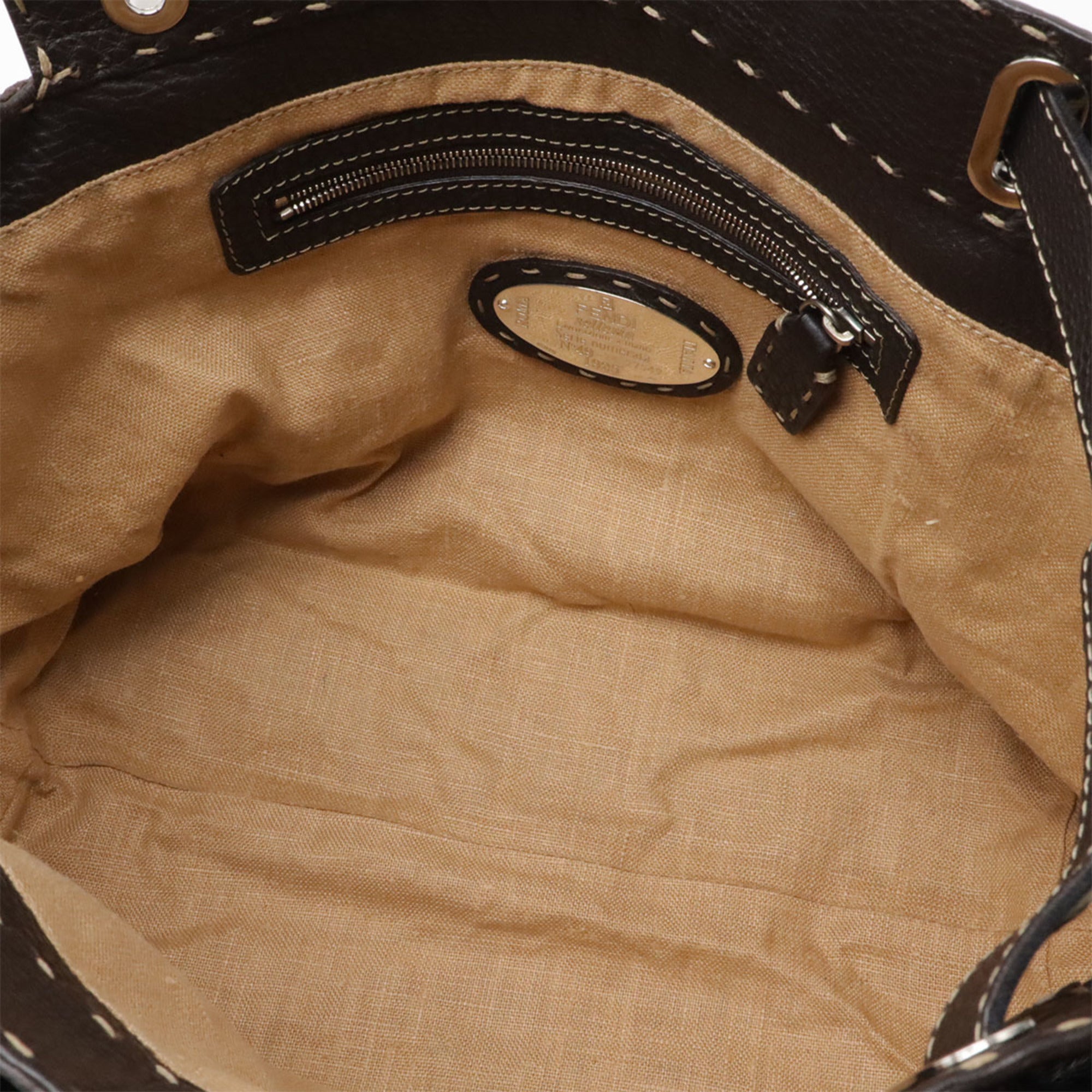 Fendi Selleria Dark Brown Leather Handbag (Pre-Owned)
