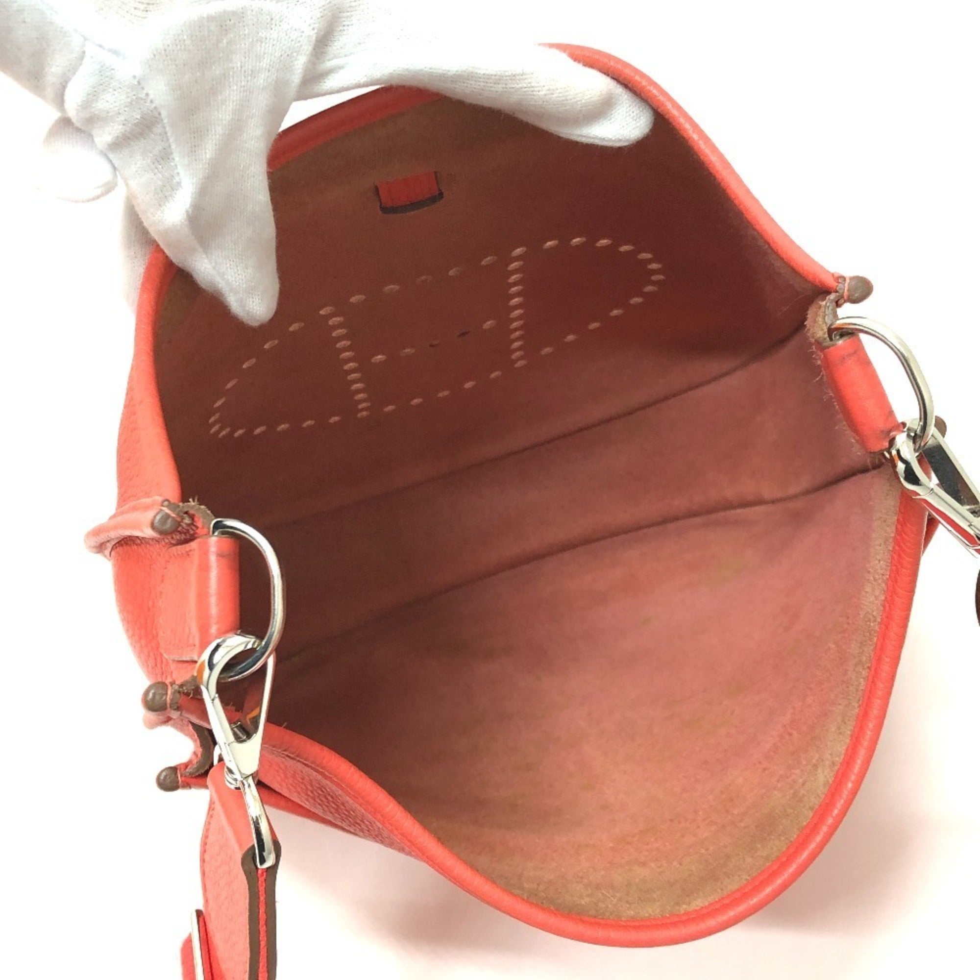 Hermes Red Color Taurillon Clemence Leather Shoulder Bag (Pre-Owned)