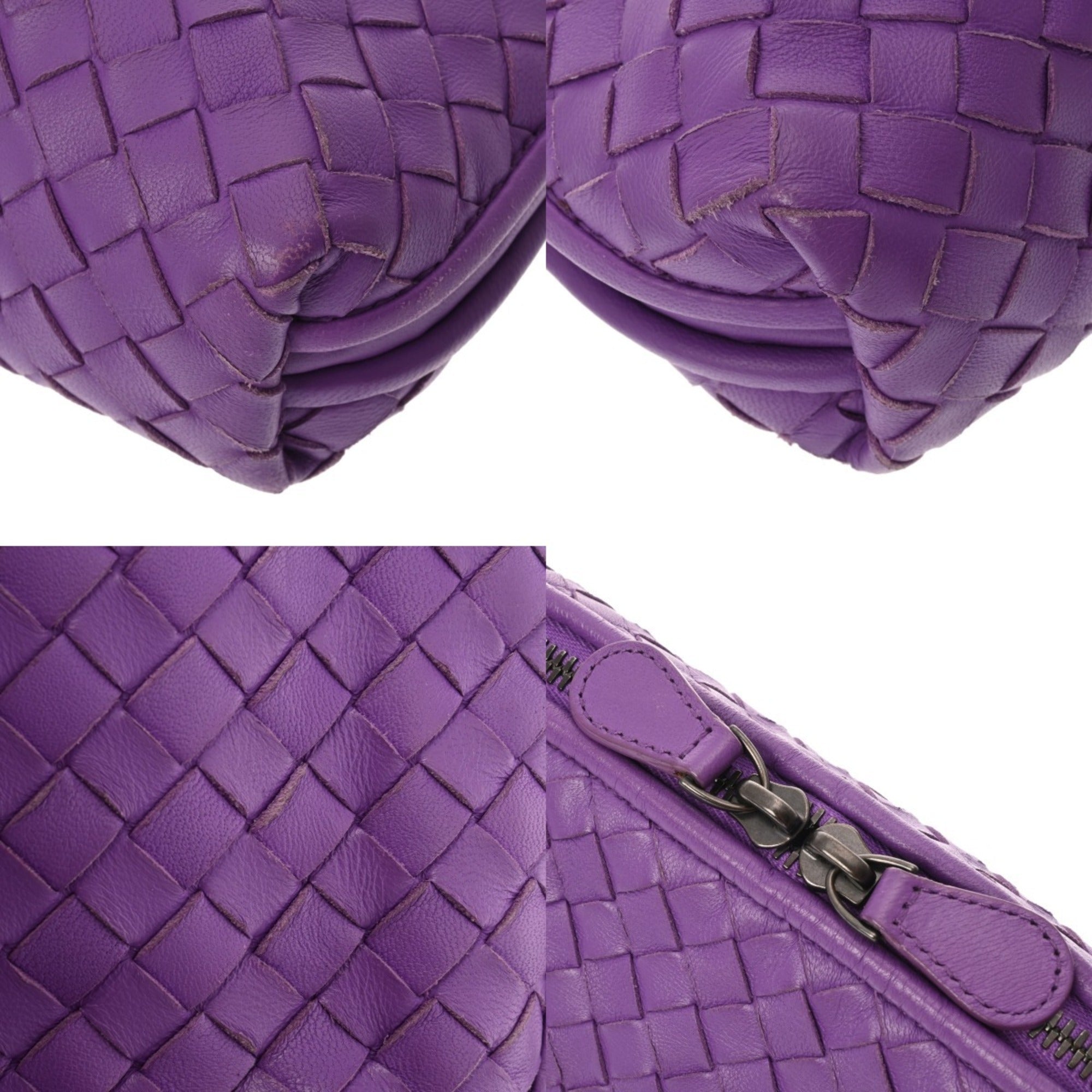 Bottega Veneta Intrecciato Purple Leather Shoulder Bag (Pre-Owned)