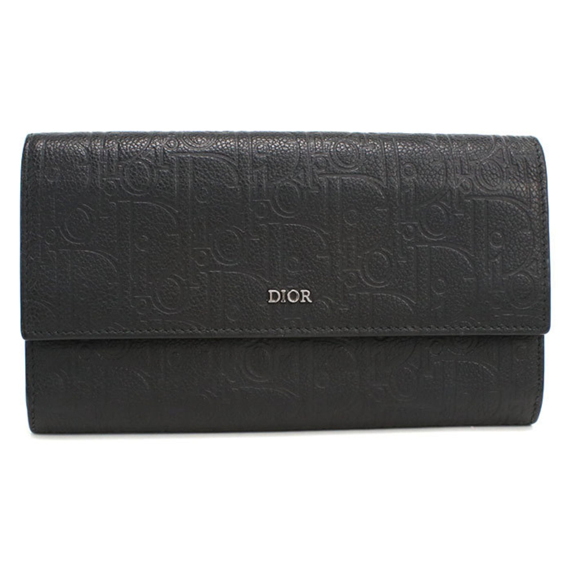 Christian Dior Black Leather Long Wallet (Bi-Fold) (Pre-Owned)