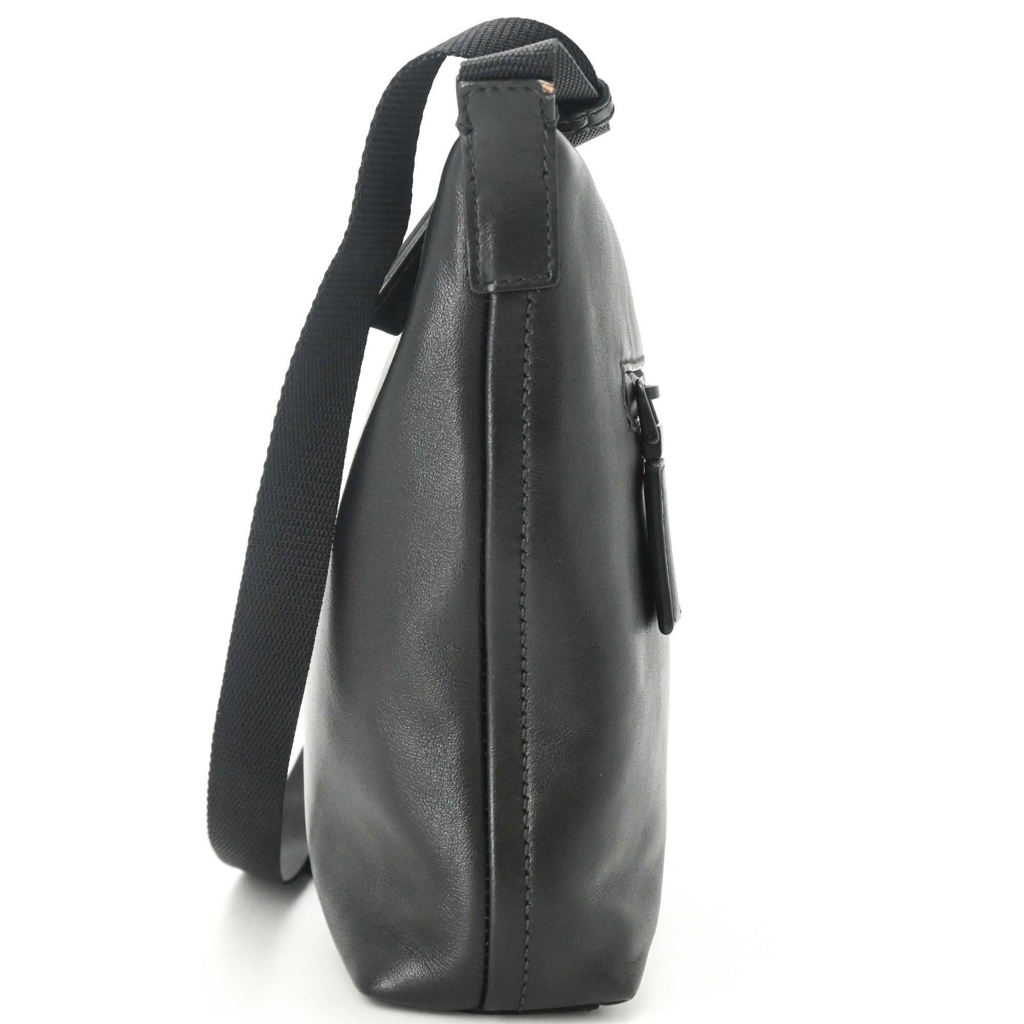 Prada Black Blue Leather Shoulder Bag (Pre-Owned)