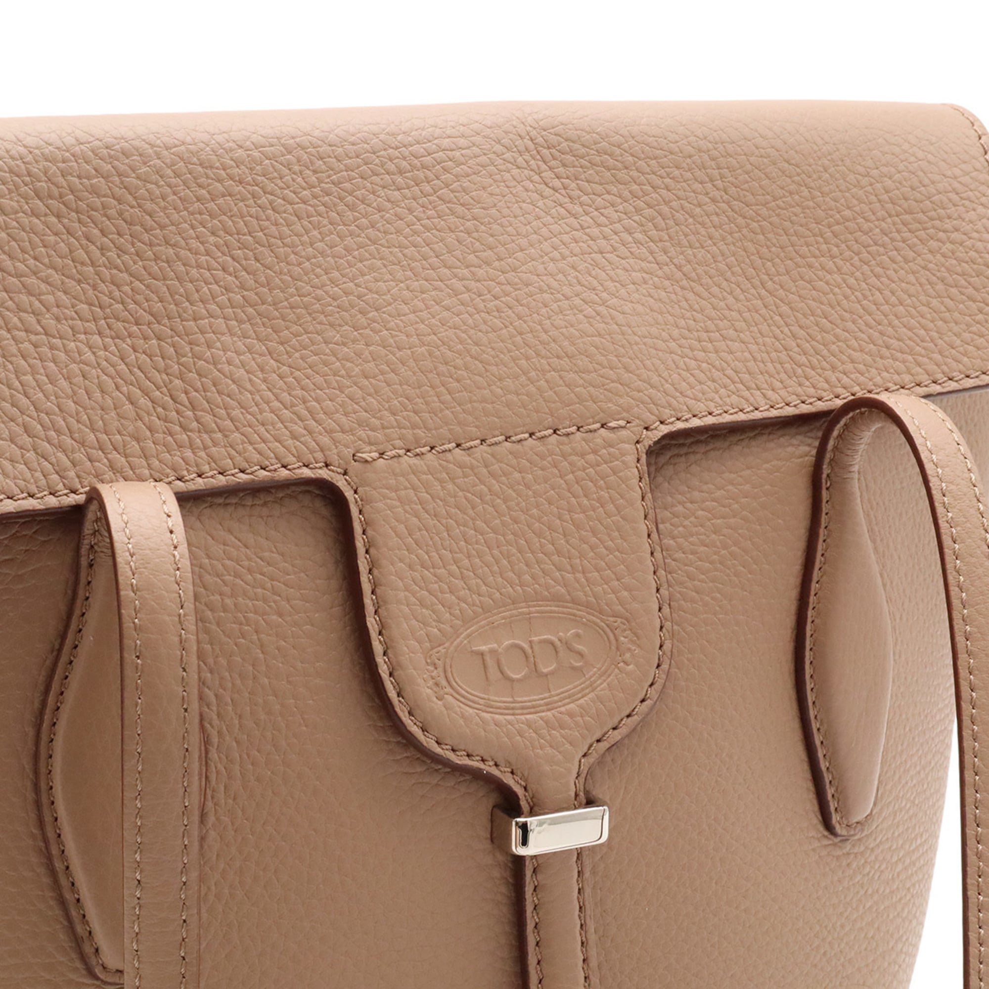 Tod's Pink Beige Leather Shoulder Bag Tote Bag (Pre-Owned)