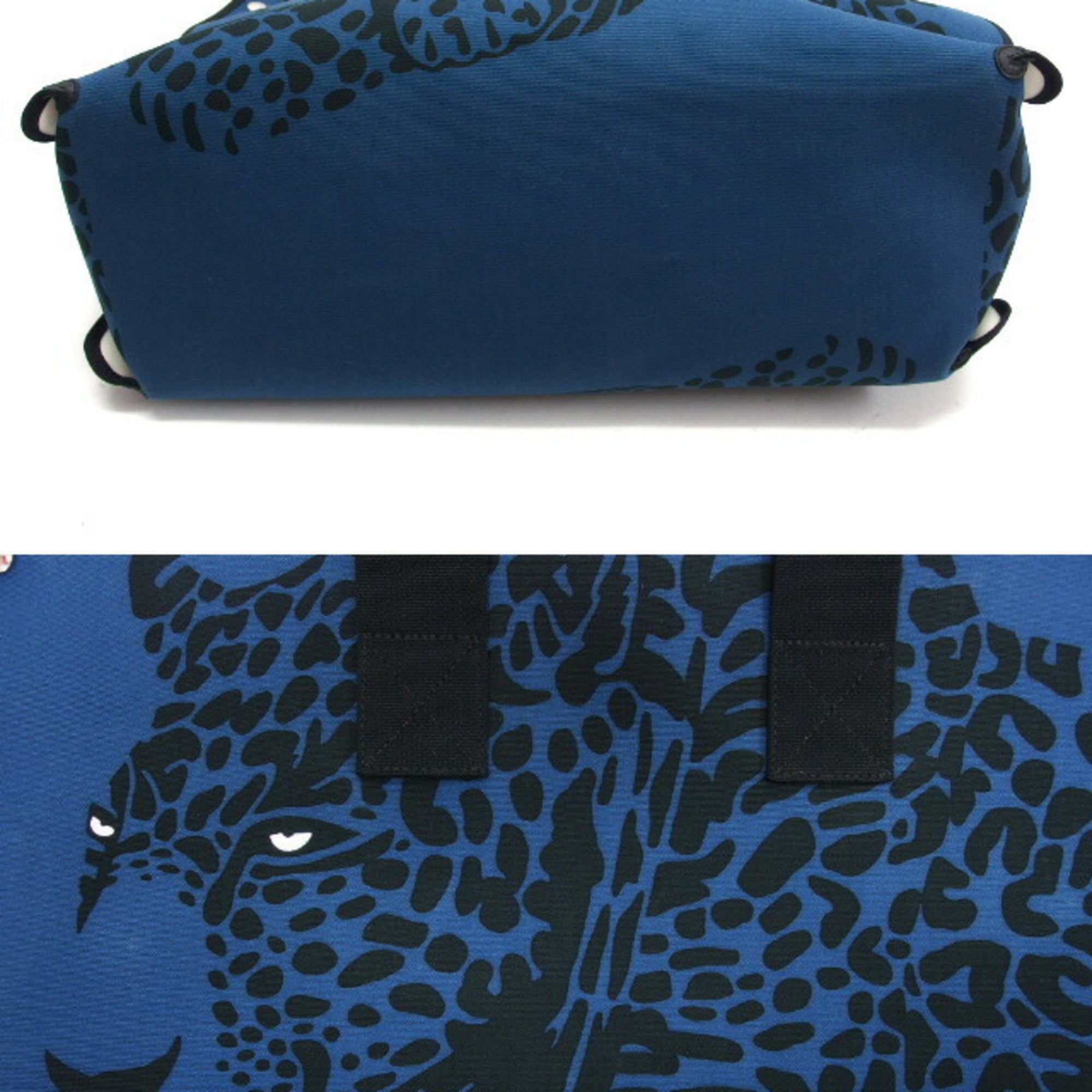 Hermes Black Blue Canvas Tote Bag (Pre-Owned)