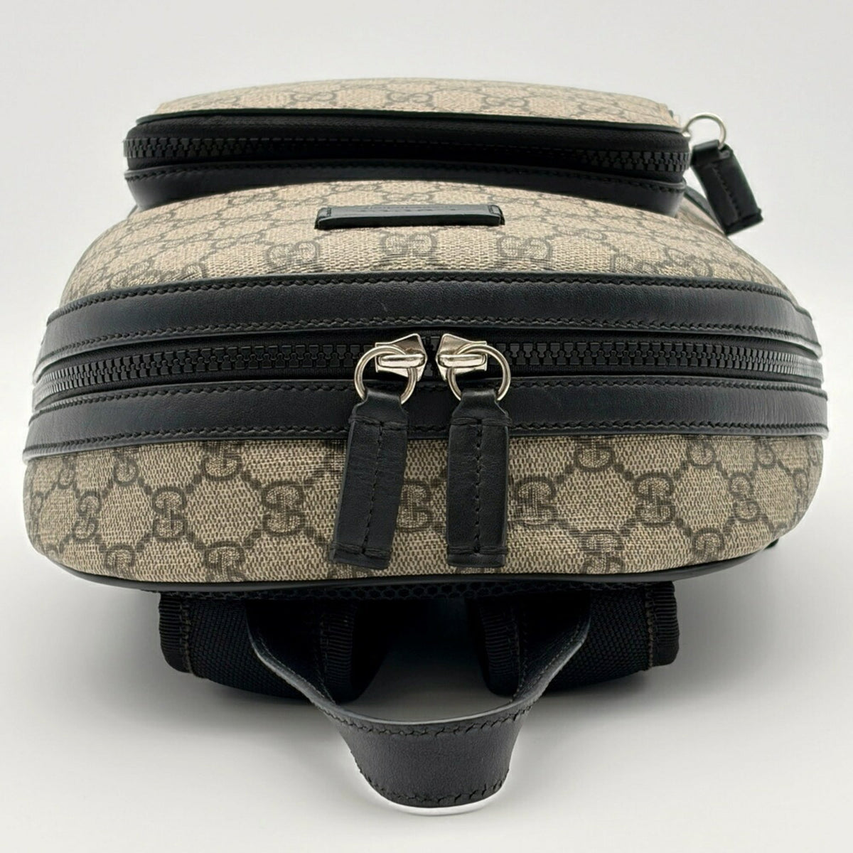 Gucci Beige Black Pvc Leather Backpack (Pre-Owned)